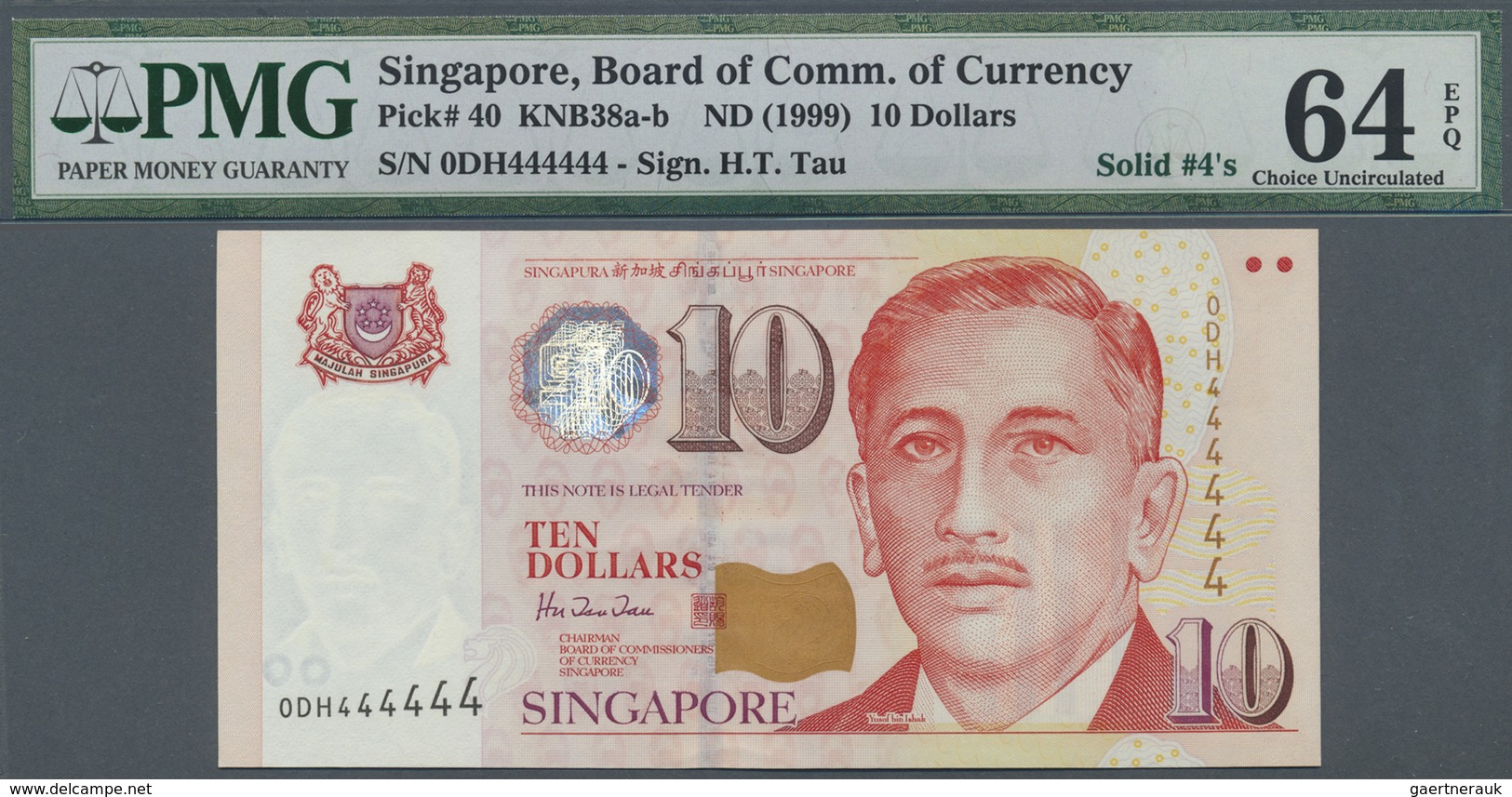 Singapore / Singapur: large and rare set of 10 pcs 10 Dollars ND(1999) P. 40, all with special numbe