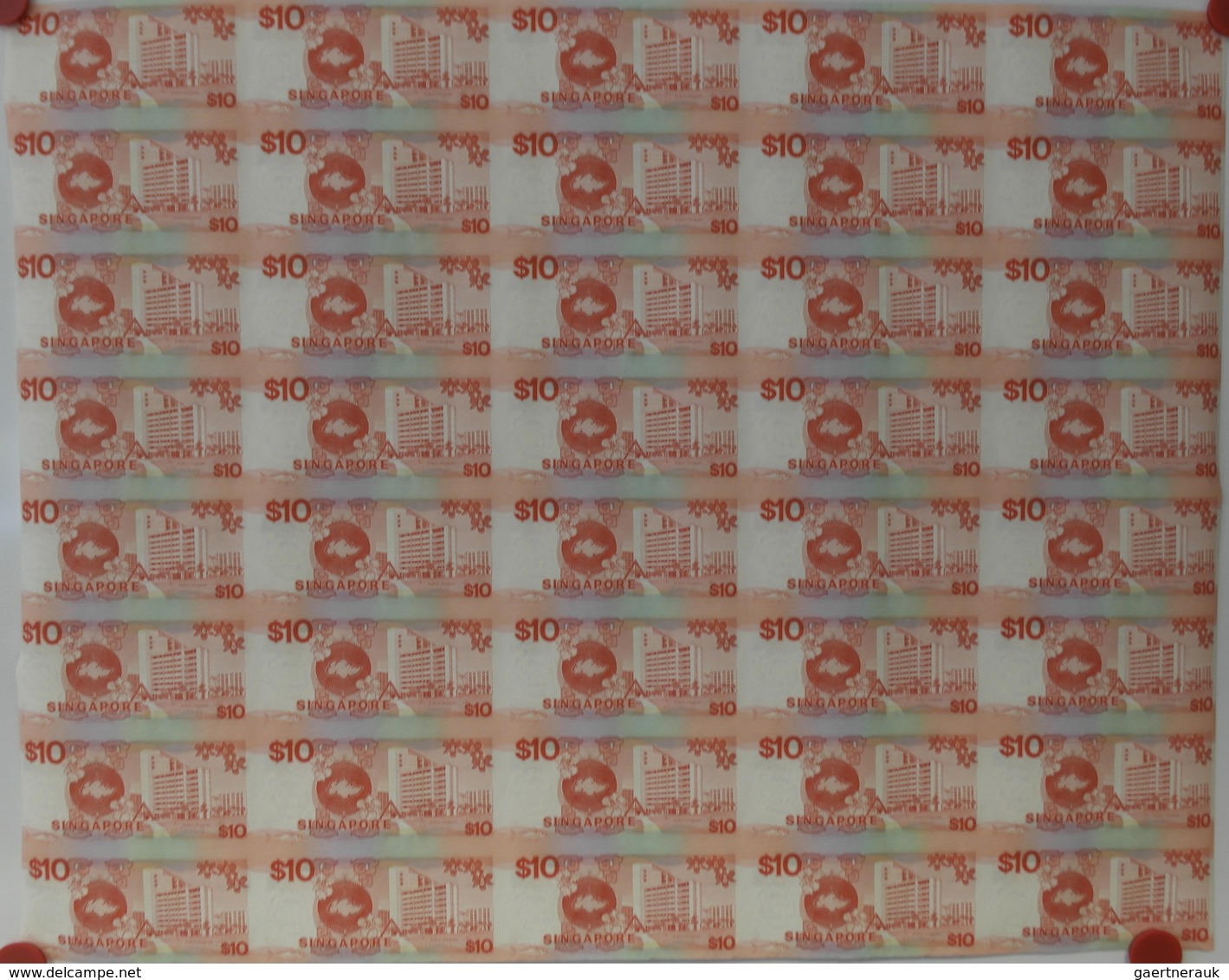 Singapore / Singapur: Uncut Sheet Of 40 Pcs 10 Dollars ND(1988) P. 20 In Condition: UNC. (40 Pcs Unc - Singapore