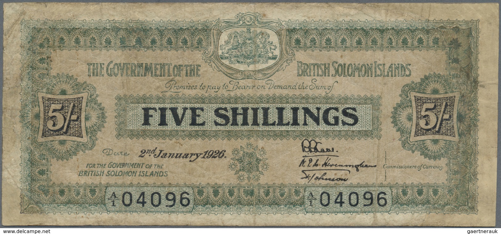 Solomon Islands: 5 Shillings January 2nd 1926, P.1, Extremely Rare Note And A Great Addition To Any - Solomon Islands