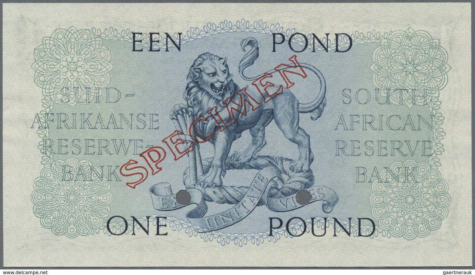 South Africa / Südafrika: 1 Pound September 1st 1948 SPECIMEN, P.92as, Slightly Wavy Paper, Otherwis - South Africa
