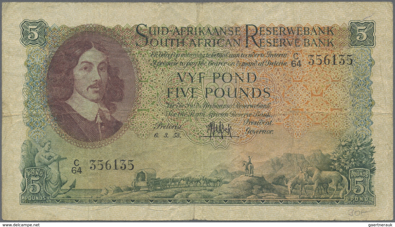 South Africa / Südafrika: large set of 26 banknotes 5 Pounds containing 4x P. 96a (F) and 19x 5 Poun