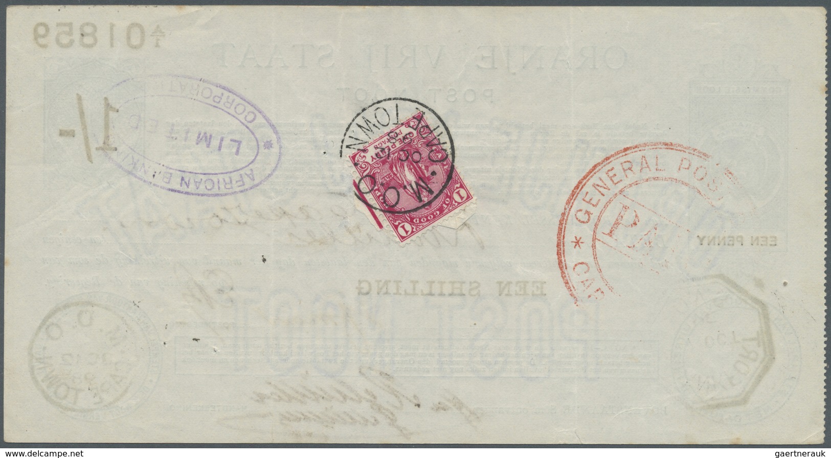 South Africa / Südafrika: Oranje Frij Staat, 1 Shilling 1900 P. S681a, Vertically Folded, Pinholes, - South Africa