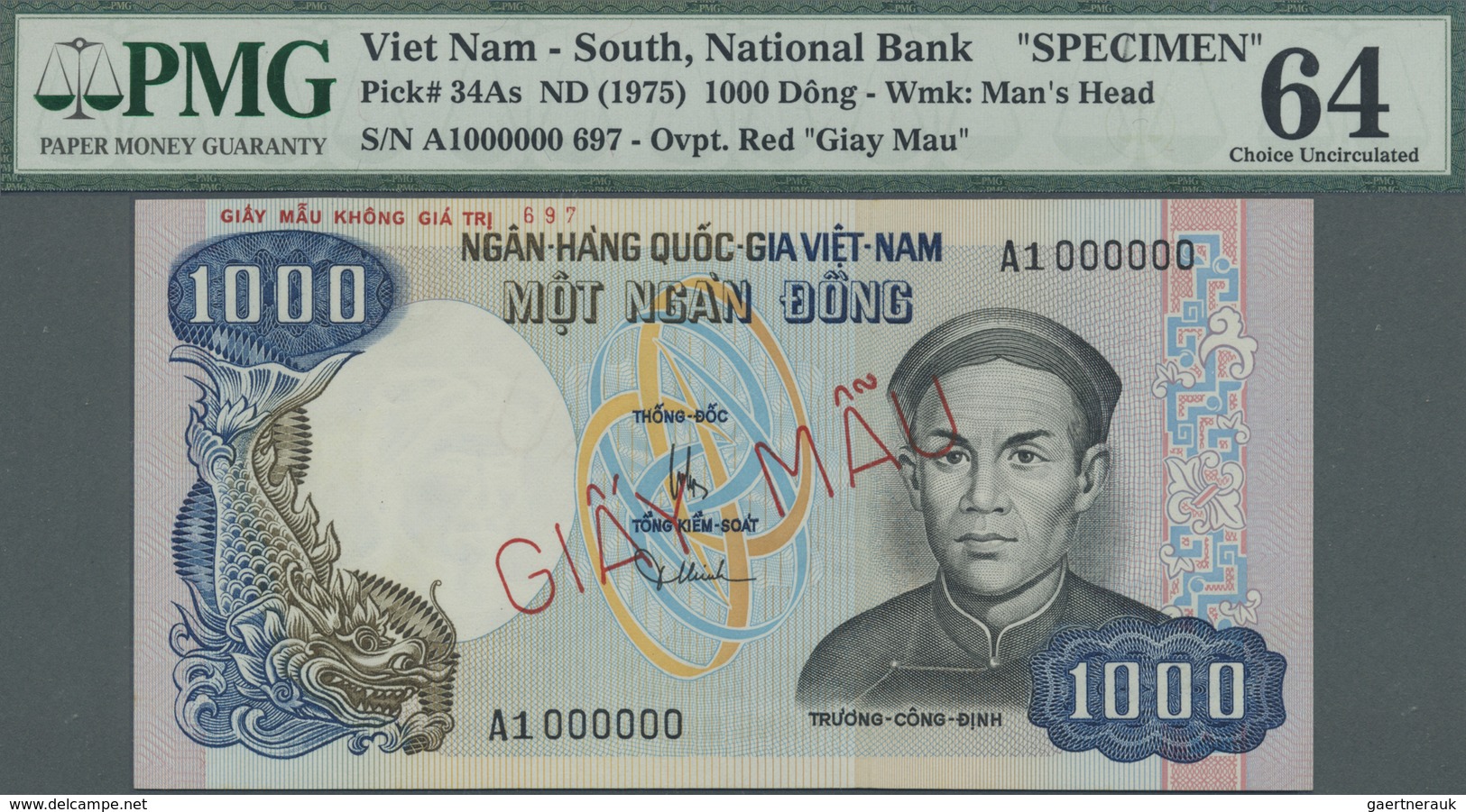 South Vietnam / Süd Vietnam: 1000 Dong ND(1975) P. 34As In Condition: PMG Graded 64 Choice UNC. - Vietnam