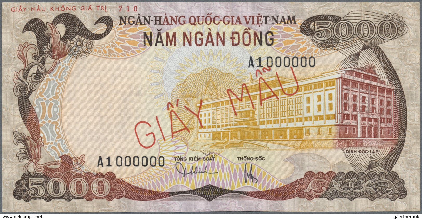 South Vietnam / Süd Vietnam: Set Of 2 Specimen Notes Containing 5000 And 10.000 Dong ND P. 35s, 36s, - Vietnam