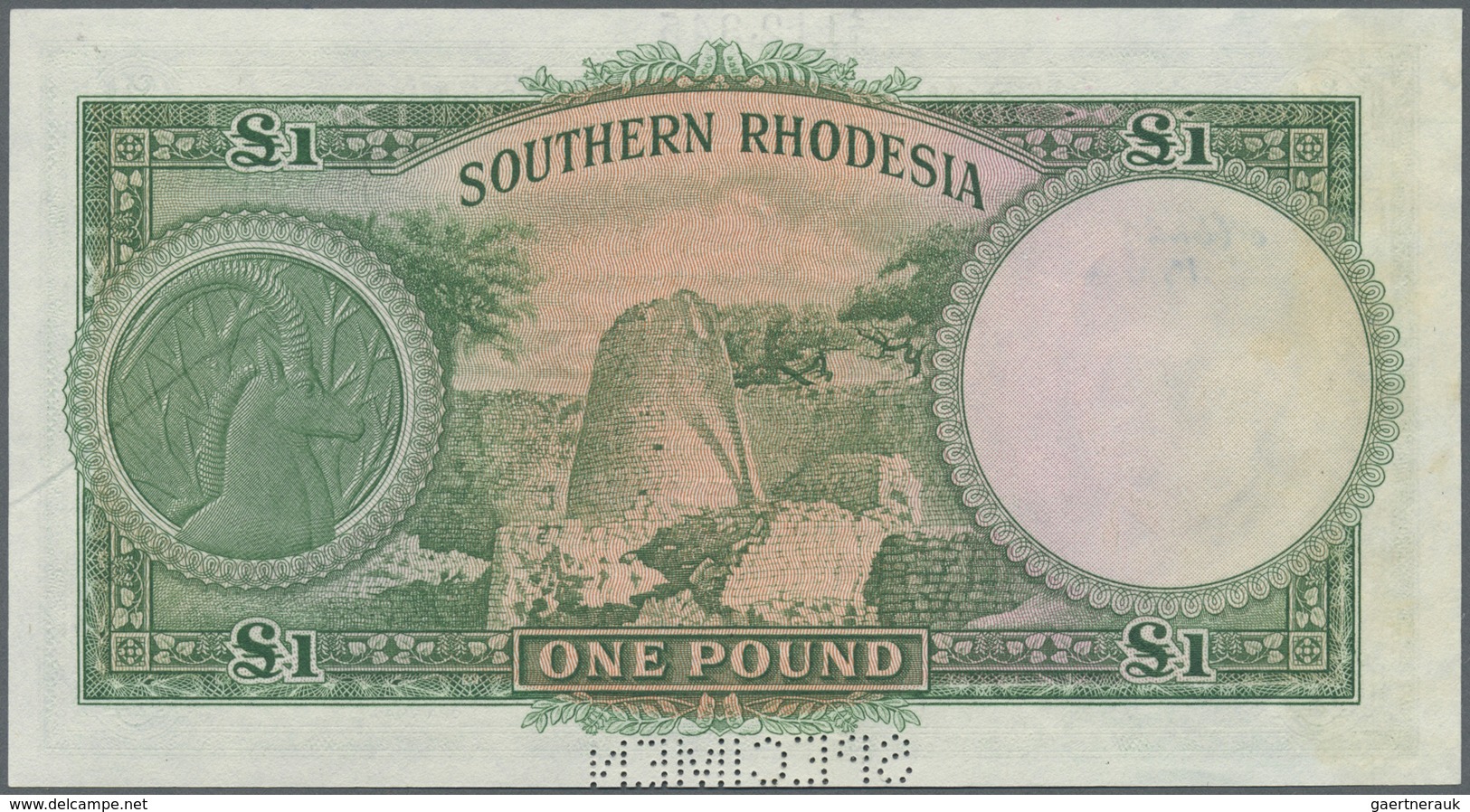 Southern Rhodesia / Süd-Rhodesien: 1 Pound 1938 SPECIMEN, P.10es, Perforated "Specimen" At Lower Mar - Rhodesia
