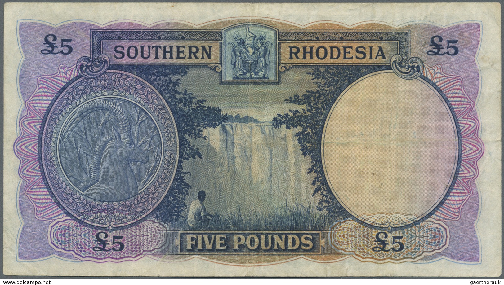 Southern Rhodesia / Süd-Rhodesien: 5 Pounds January 15th 1952, P.11g, Several Folds And Creases And - Rhodesia