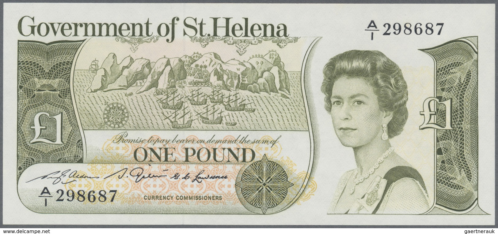 St. Helena: Set With 7 Banknotes Series  1976 – 2004 1 Pound X2 A/1 298687, A/1 044612, 5 Pounds H/1 - Isola Sant'Elena