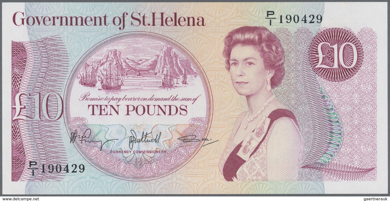 St. Helena: Set with 7 Banknotes series  1976 – 2004 1 Pound x2 A/1 298687, A/1 044612, 5 Pounds H/1