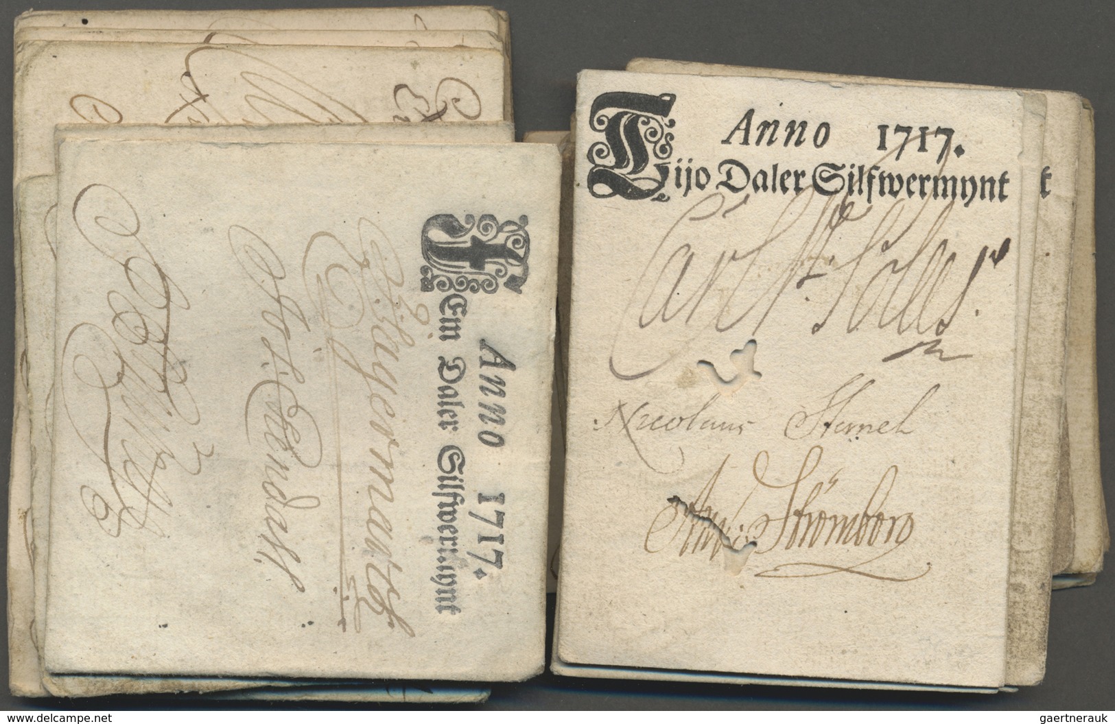 Sweden / Schweden: Set Of 20 Early Issues Containing 5x 25 Daler Silvermynt 1716 P. A62 (unfolded, L - Sweden