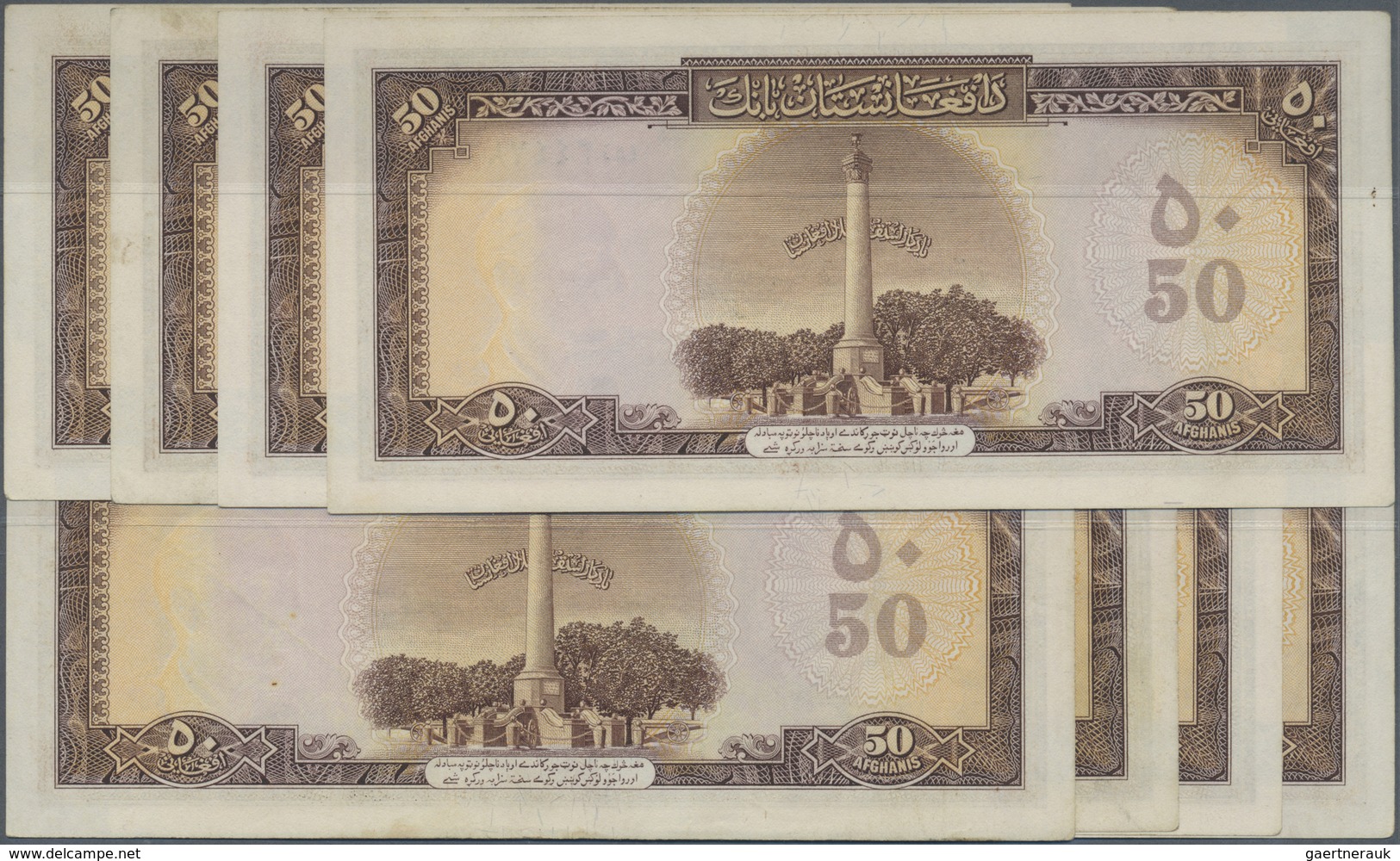 Afghanistan: Set Of 8 Nearly Consecutive Pcs Of 50 Afghanis ND(1957) P. 33c, All Unfolded, All In Si - Afghanistan