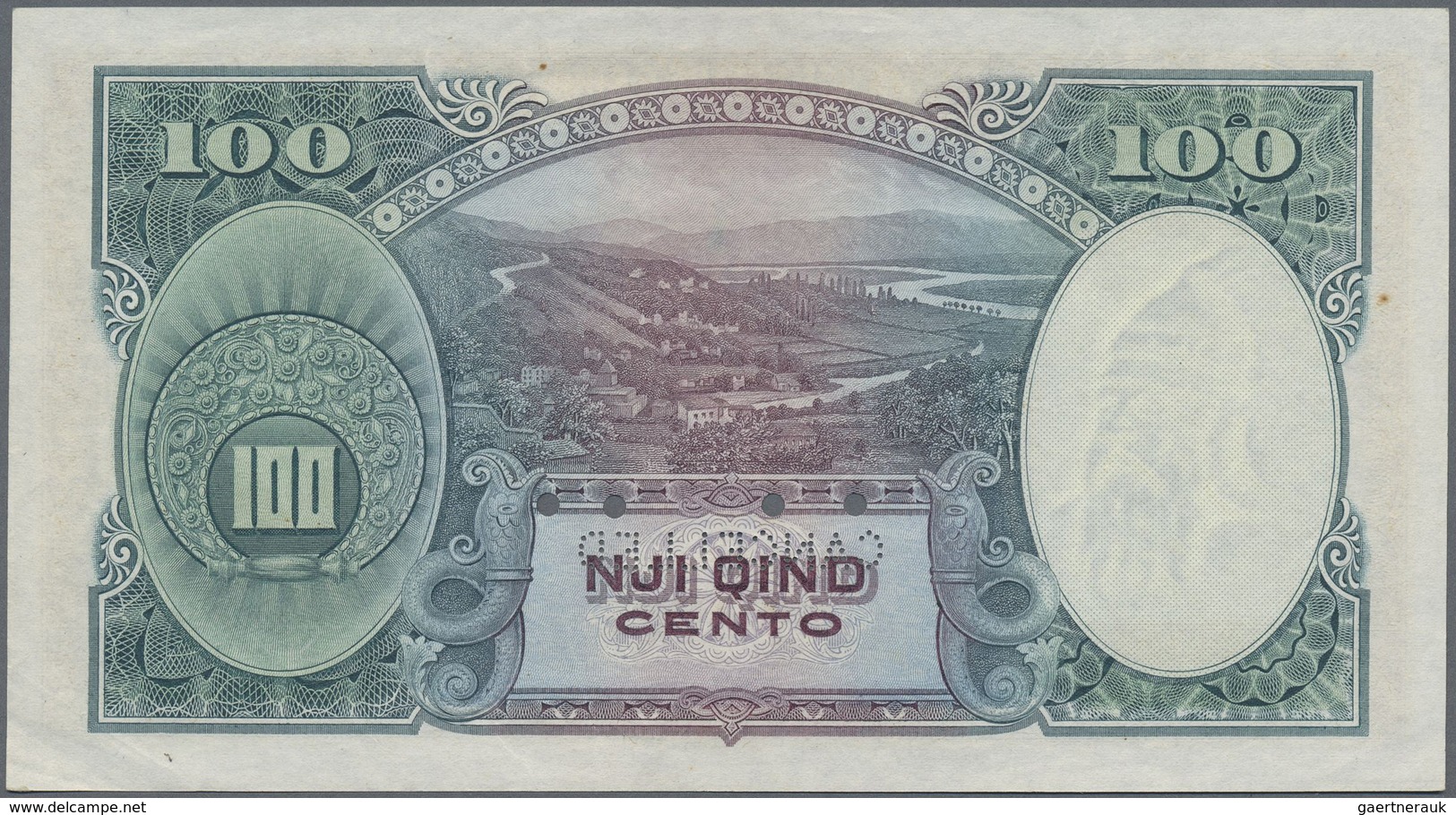 Albania / Albanien: 100 Franka Ari ND(1926) SPECIMEN, P.4s With Red Overprint "ANNULATO" And Perfora - Albania