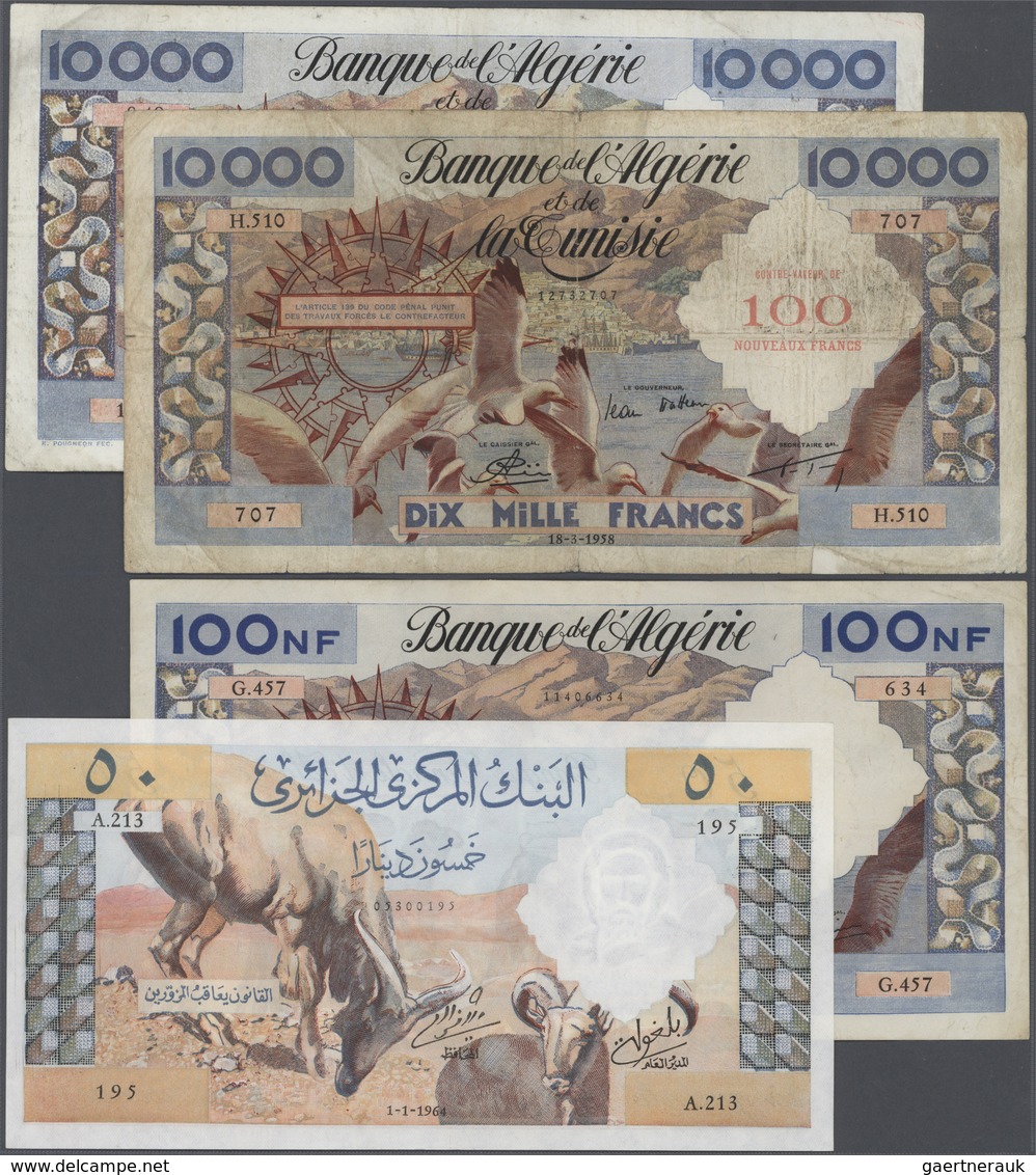 Algeria / Algerien: Set Of 4 Notes Containing 10.000 Francs 1955 P. 110 (F), 100 NF On 10.000 Francs - Algeria