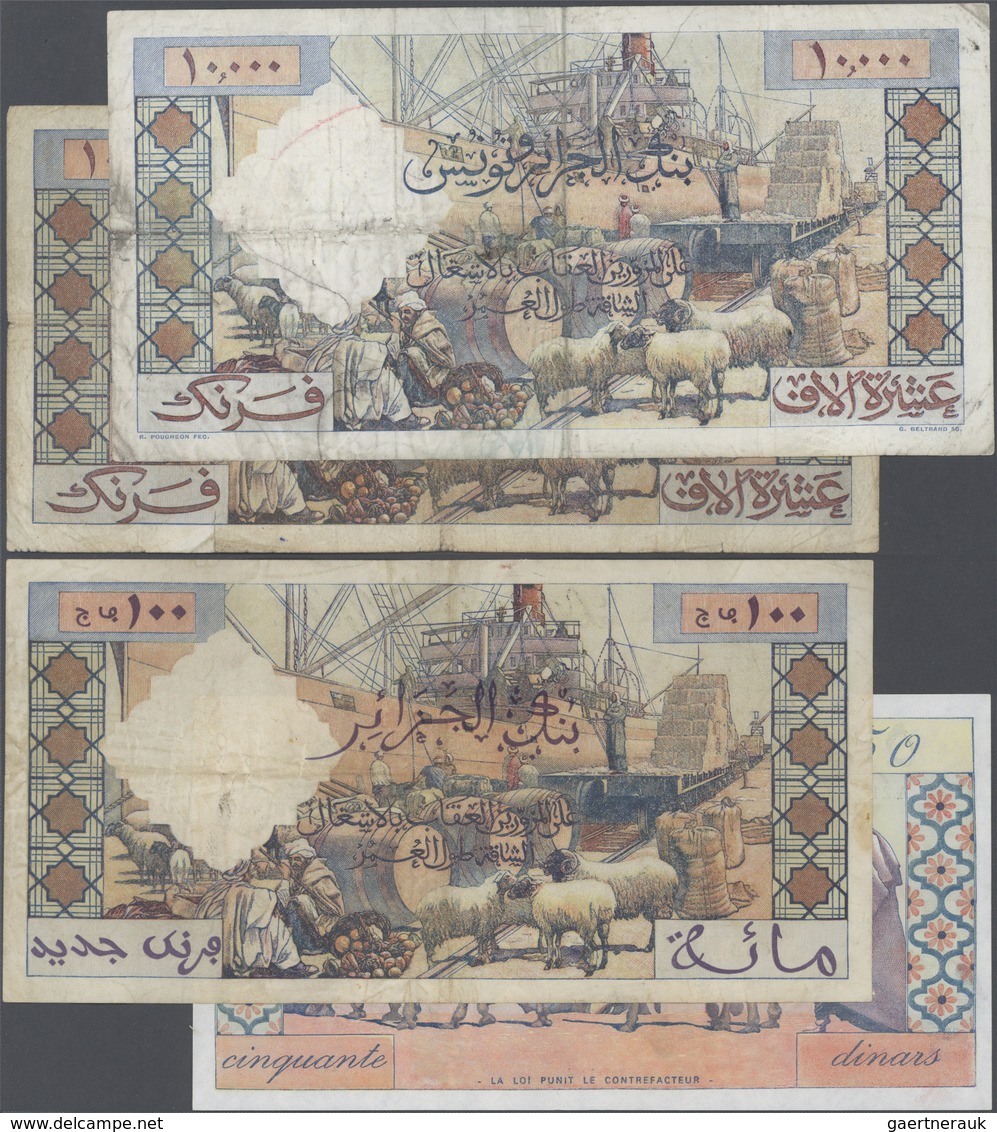 Algeria / Algerien: Set Of 4 Notes Containing 10.000 Francs 1955 P. 110 (F), 100 NF On 10.000 Francs - Algeria