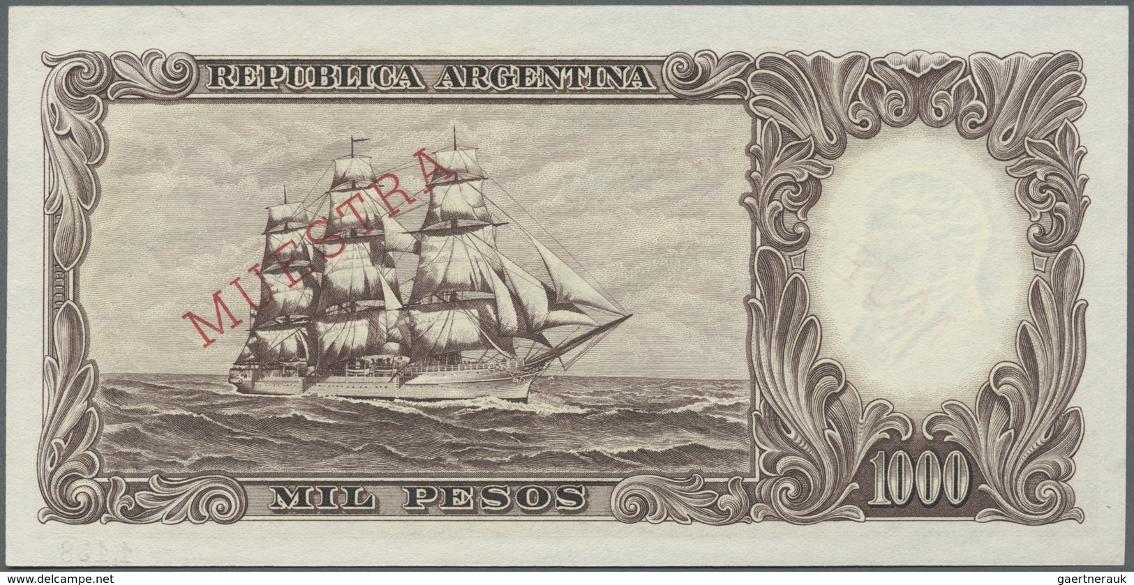Argentina / Argentinien: 1000 Pesos 1935 Specimen P. 273s With Muestra Overperint And Perforation, Z - Argentina
