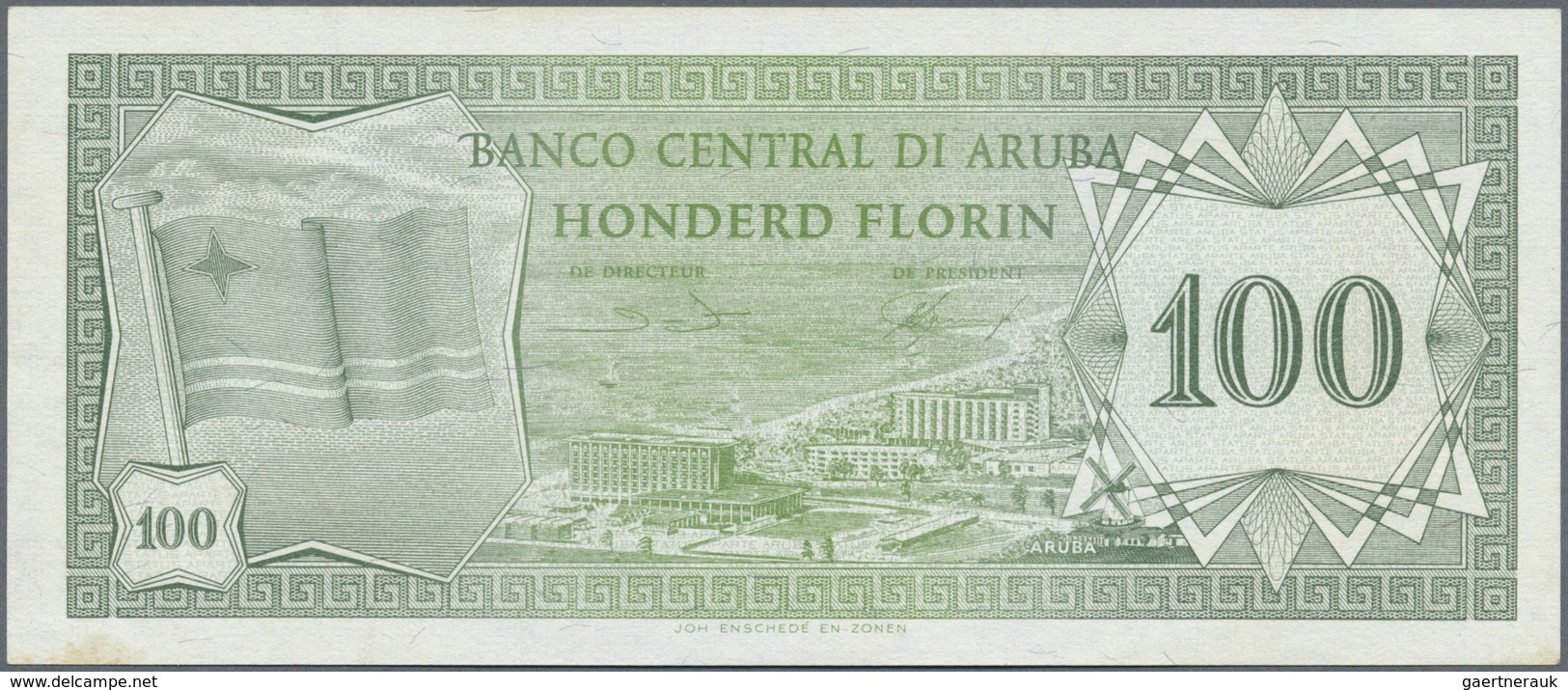 Aruba: Aruba 100 Florin 1986 P. 5, One Minor Stain Trace At Lower Left Corner, Otherwise UNC. - Aruba (1986-...)