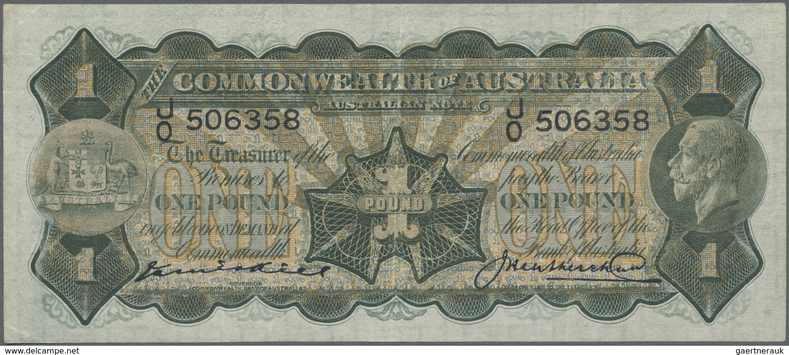 Australia / Australien: 1 Pound ND P. 16b, Vertical Folds, Pressed, Still Strong Paper And Nice Colo - Other & Unclassified