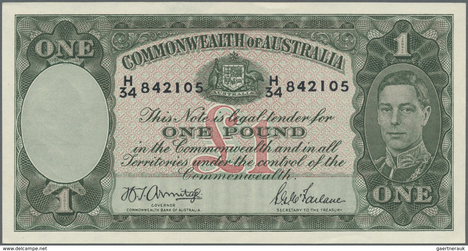 Australia / Australien: 1 Pound ND(1942) P. 26b In Condition AUNC+. - Other & Unclassified