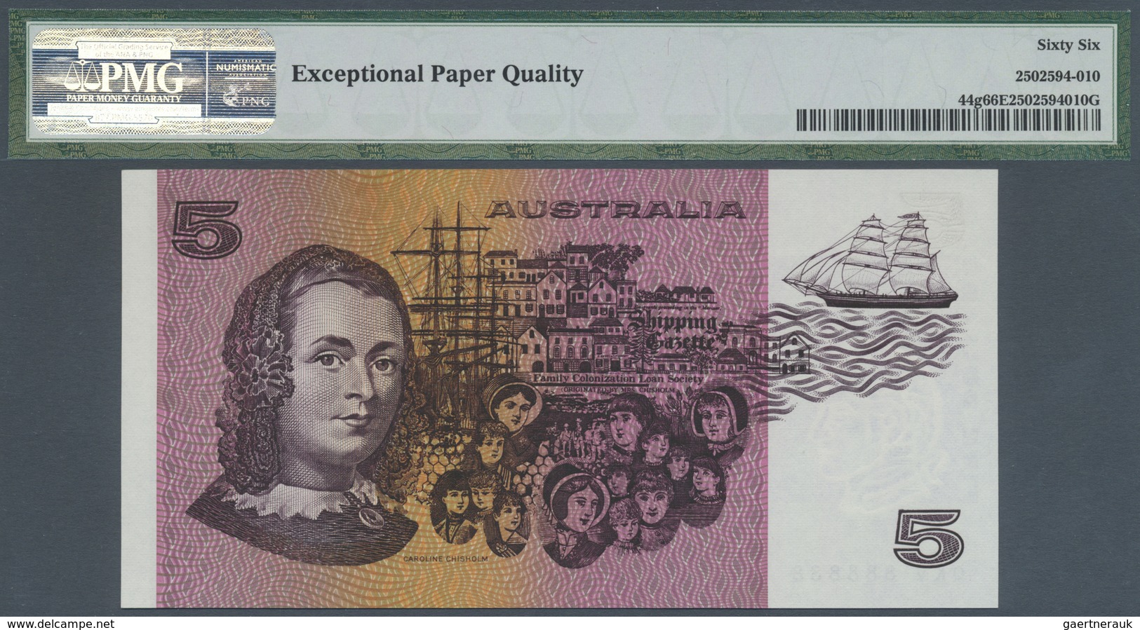 Australia / Australien: 5 Dollars ND(1991), P.44g With Solid Number QKV 888888 PMG 66 Gem UNC EPQ Ra - Other & Unclassified