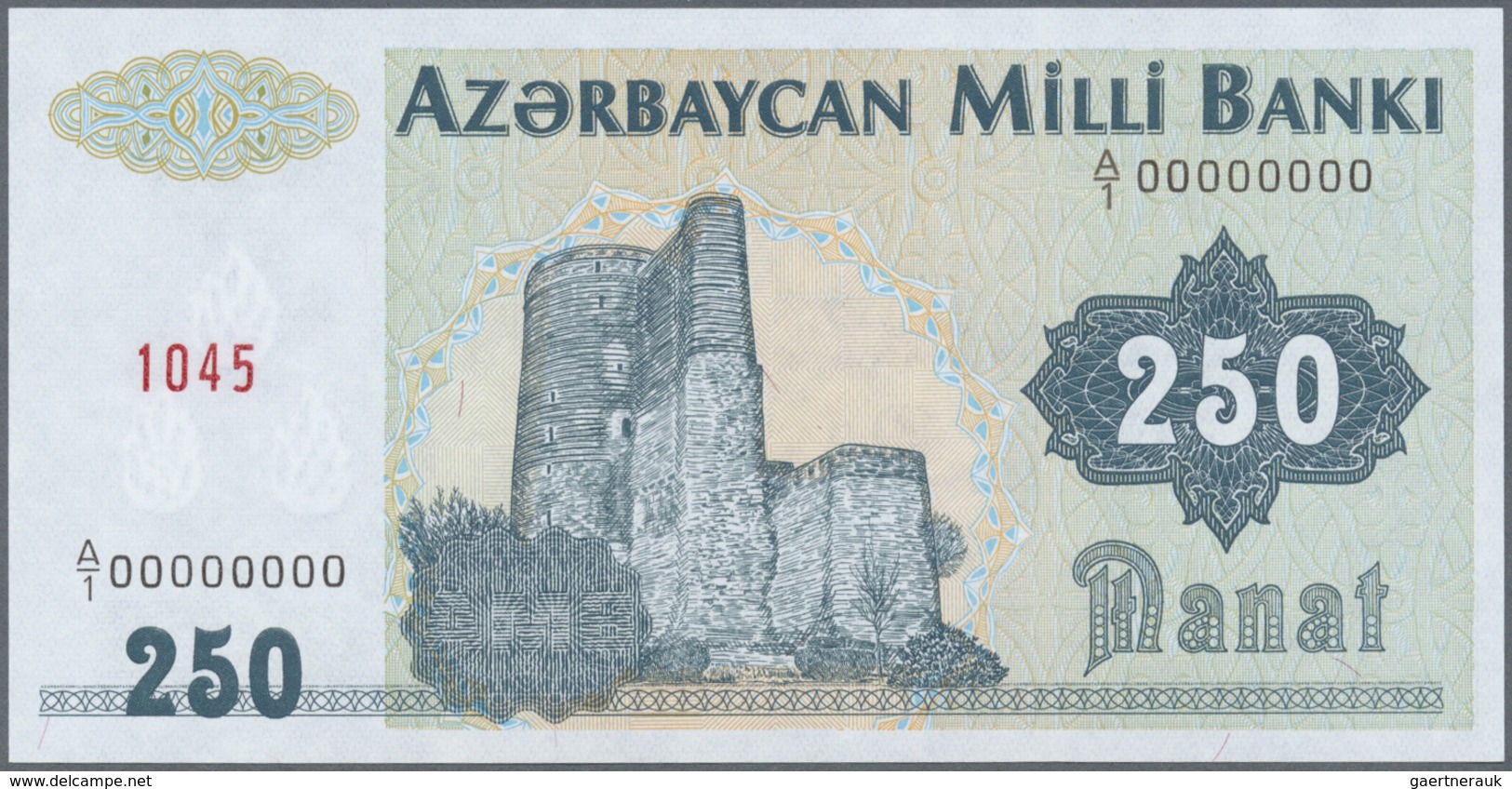 Azerbaijan / Aserbaidschan: 250 Manat ND(1992) Specimen P. 13s, Zero Serial Numbers In Condition: UN - Azerbaigian