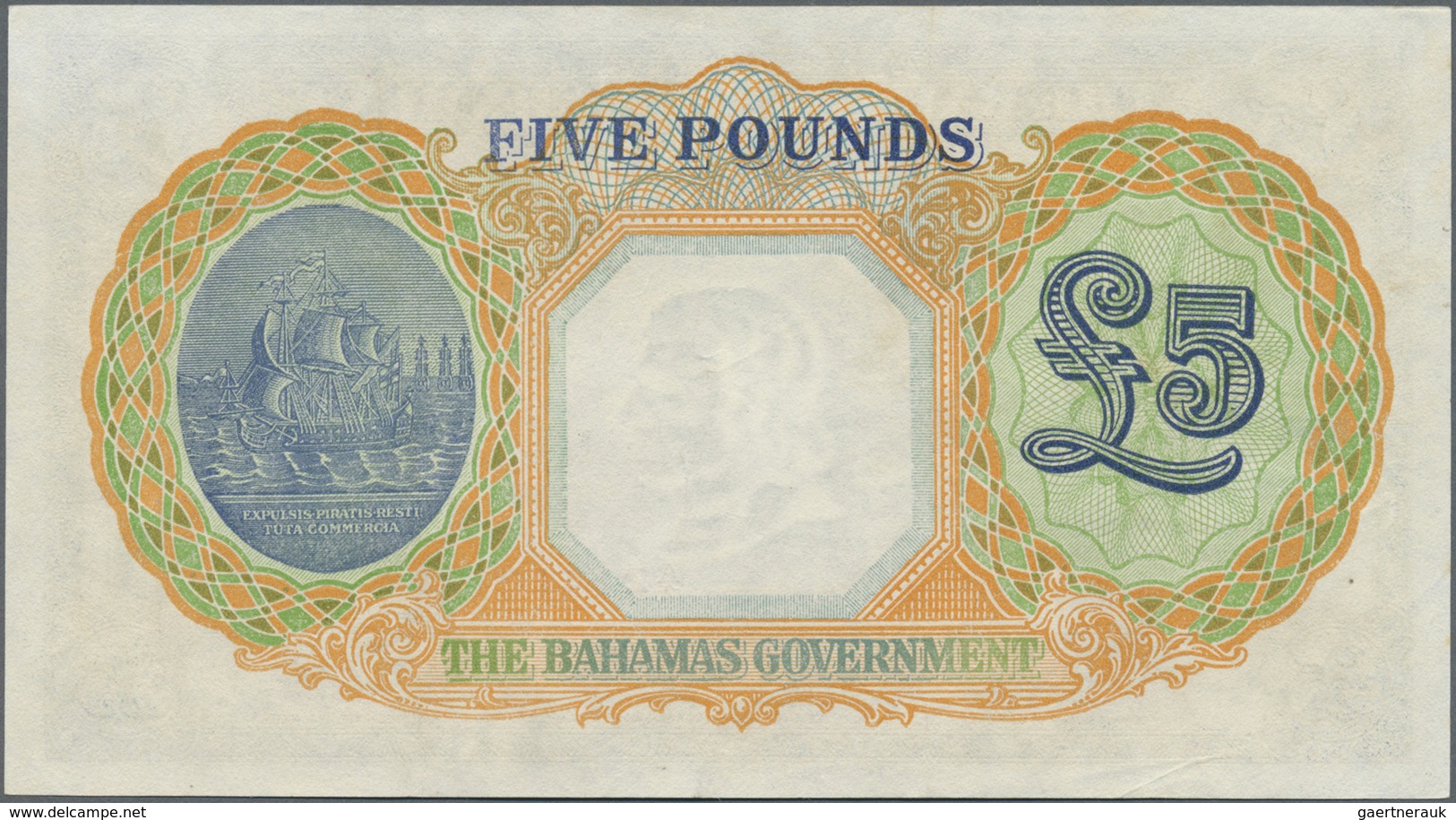 Bahamas: 5 Pounds L.1936 With Signature Title At Left: Commissioner Of Currency, P.12b, Very Nice Co - Bahamas