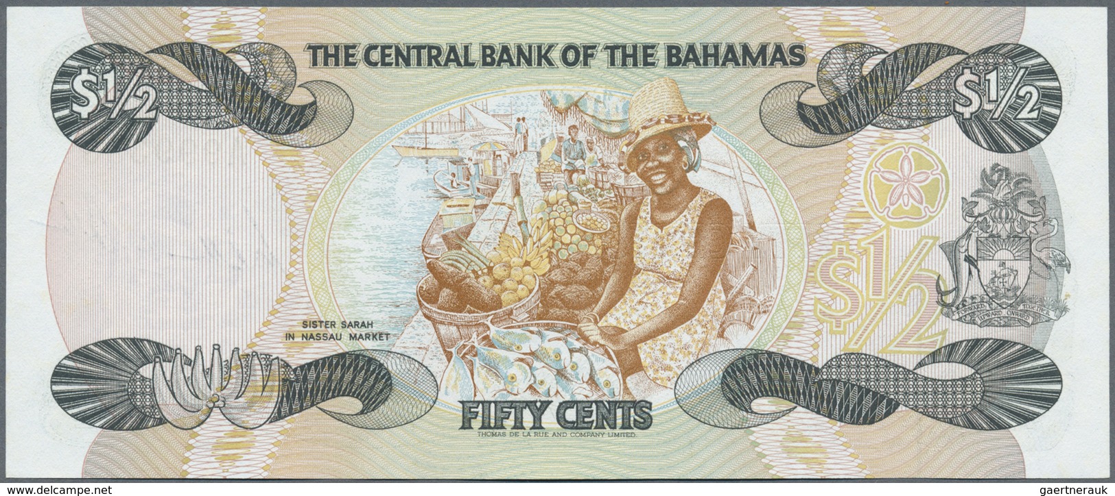 Bahamas: Rare And Interesting Item Of 50 Cents L.1974 P. 42 With Serial Number A999353 And Original - Bahamas