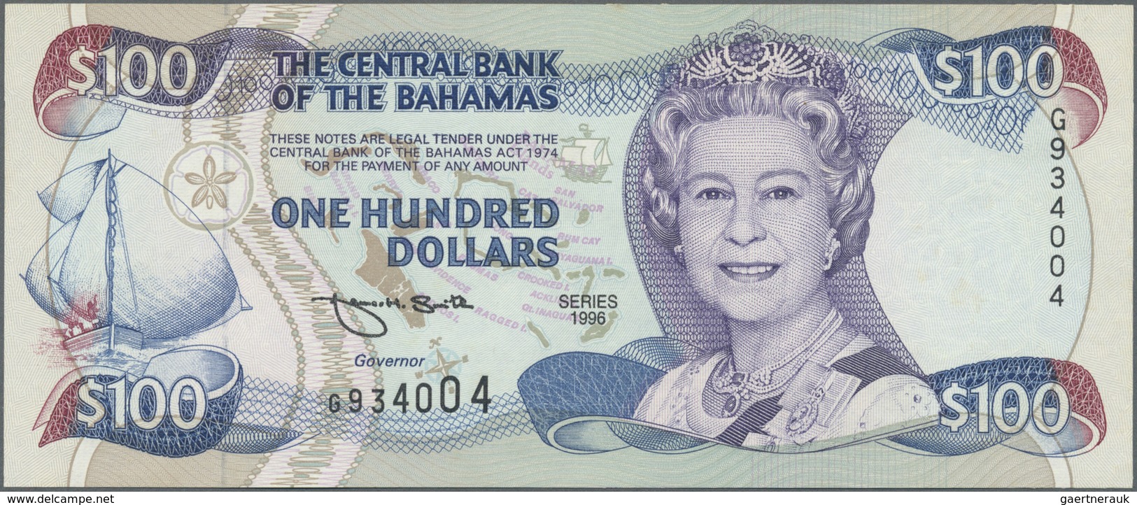 Bahamas: Rare Set Of 2 CONSECUTIVE Notes Of 100 Dollars 1996 P. 67, Hard To Find As Consecutive Pair - Bahamas