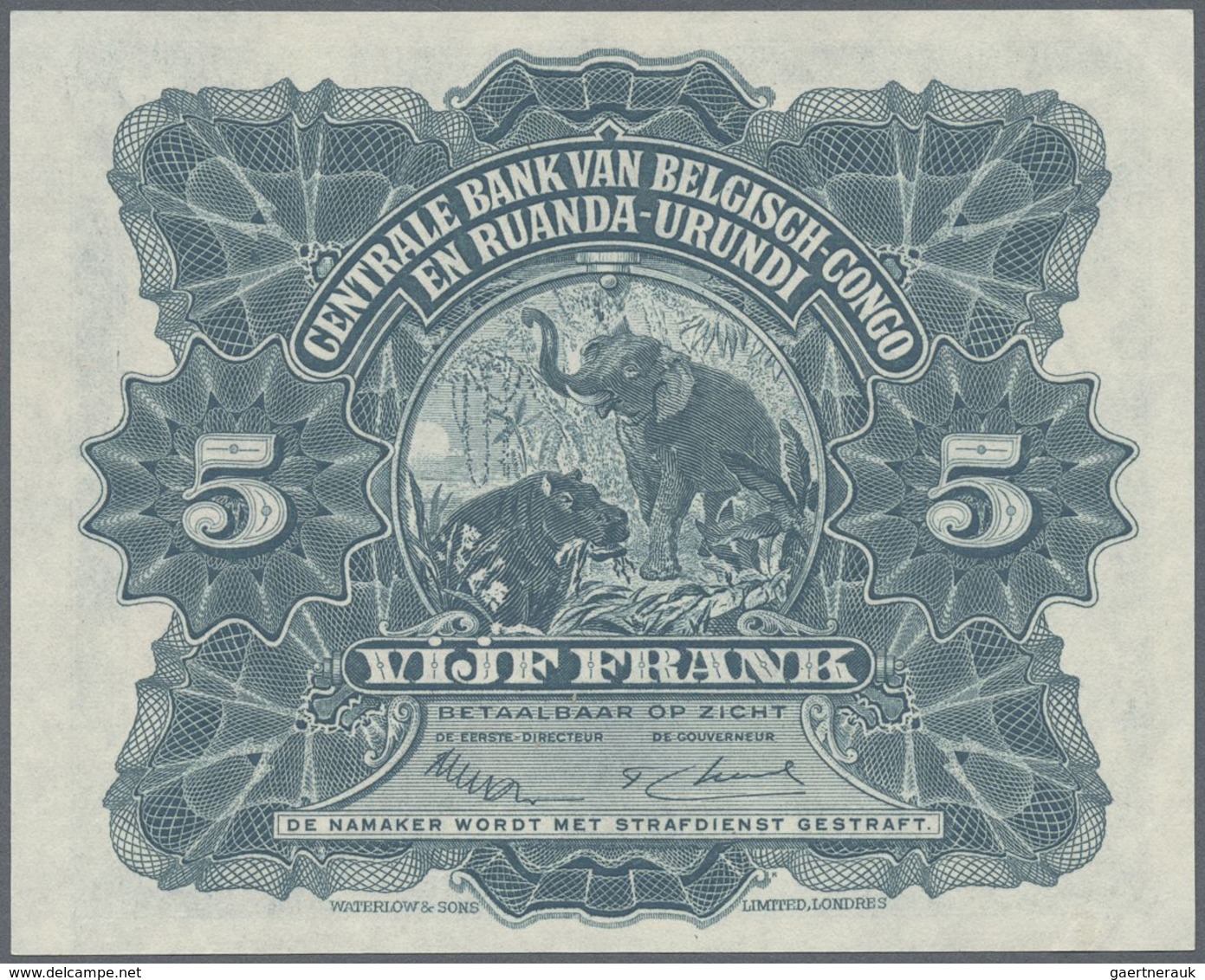 Belgian Congo / Belgisch Kongo: 5 Francs 1953, P.21 In UNC Condition - Non Classés