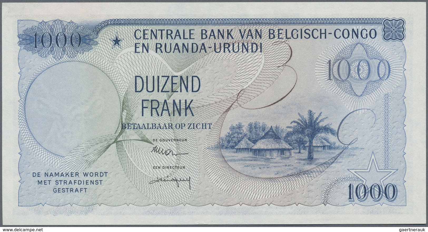 Belgian Congo / Belgisch Kongo: 1000 Francs 1958, P.35 In Perfect UNC Condition - Non Classificati