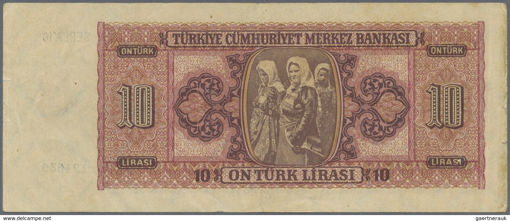 Turkey / Türkei: 10 Lirasi L. 1930 (1942-1947) "İnönü" - 3rd Issue, P.141, Rare Banknote In Still Ni - Turkije