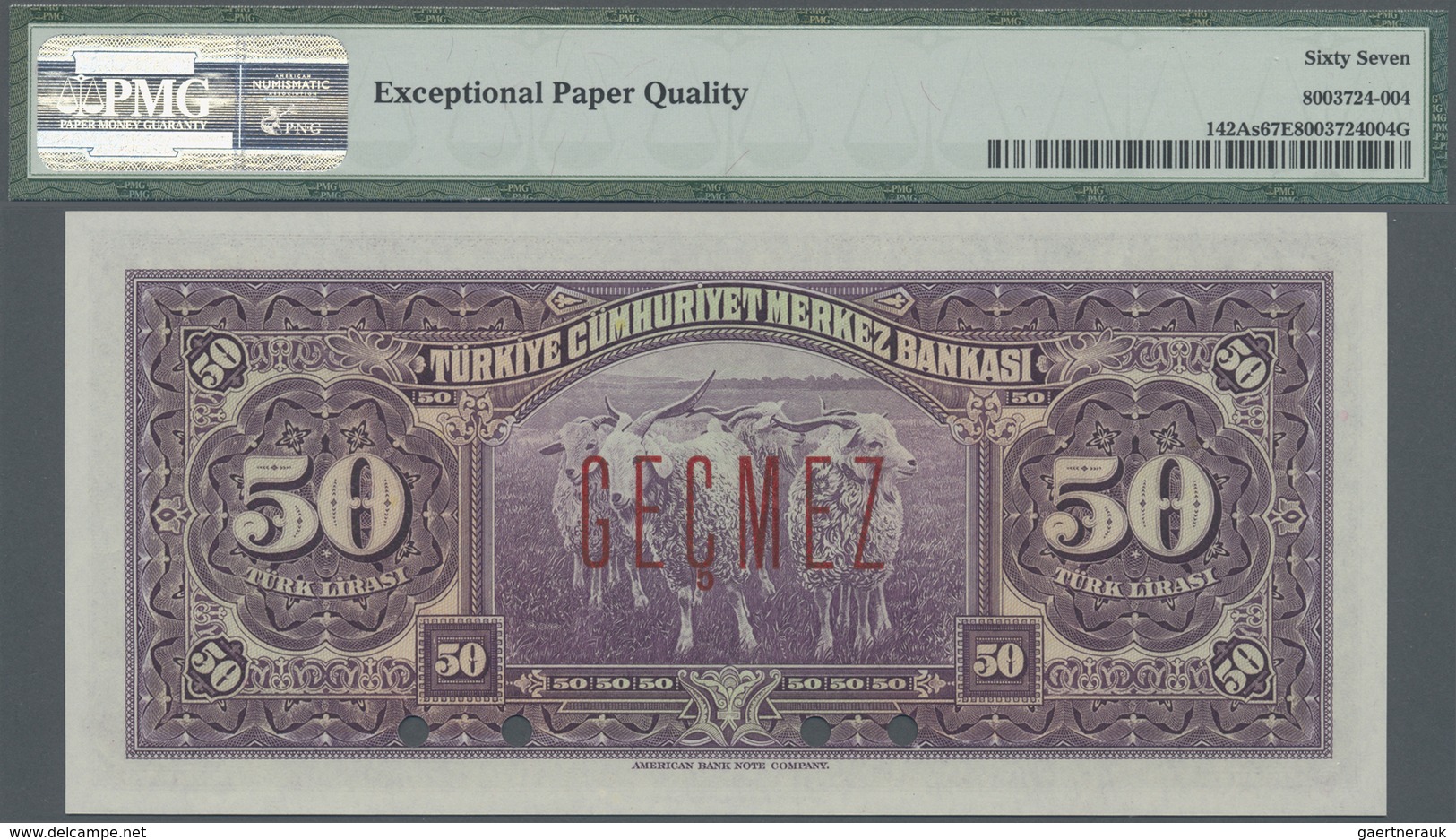 Turkey / Türkei: 50 Lirasi L. 1930 (1942-1947) "İnönü" - 3rd Issue SPECIMEN, P.142As In Perfect Unci - Turchia