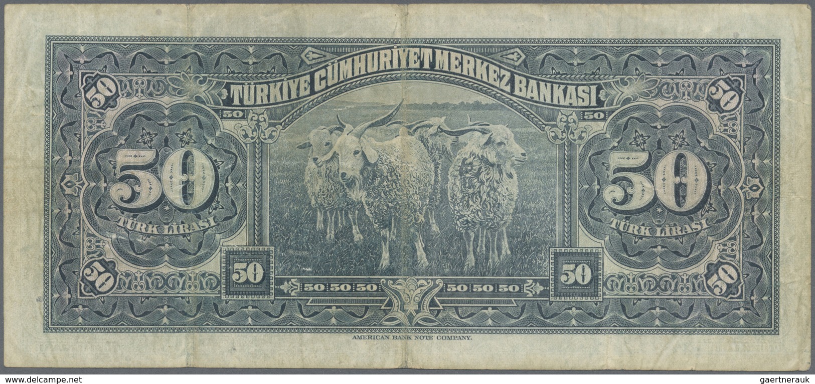 Turkey / Türkei: 50 Lirasi L. 1930 (1942-1947) "İnönü" - 3rd Issue, P.143, Still A Nice Note With So - Turkije