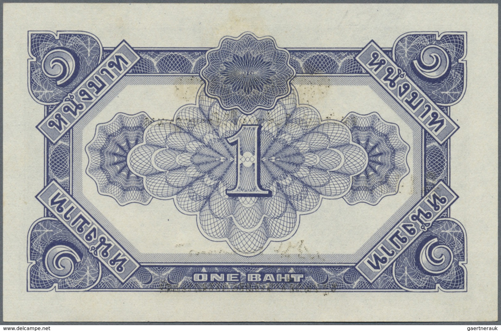 Thailand: Government Of Thailand 1 Baht ND(1946), P.62Aa In Almost Perfect Condition Except A Few Ti - Thaïlande