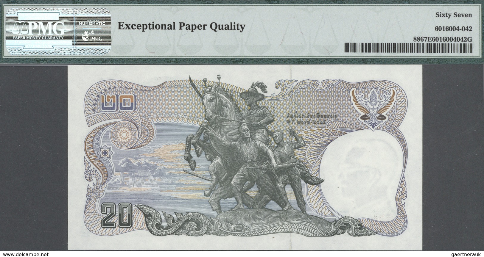 Thailand: set of 9 notes 20 Baht ND(1981) P. 88 with special serial numbers containing: 5G3333333, 7