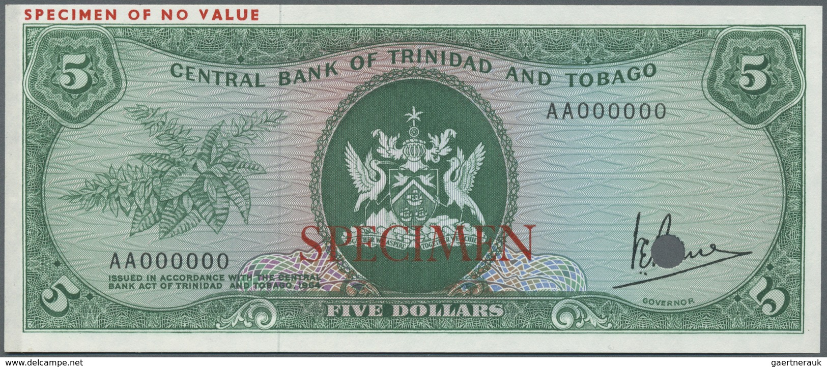 Trinidad & Tobago: 5 Dollars ND(1977) Specimen P. 31s, Zero Serial Numbers And Specimen Overprint, C - Trindad & Tobago