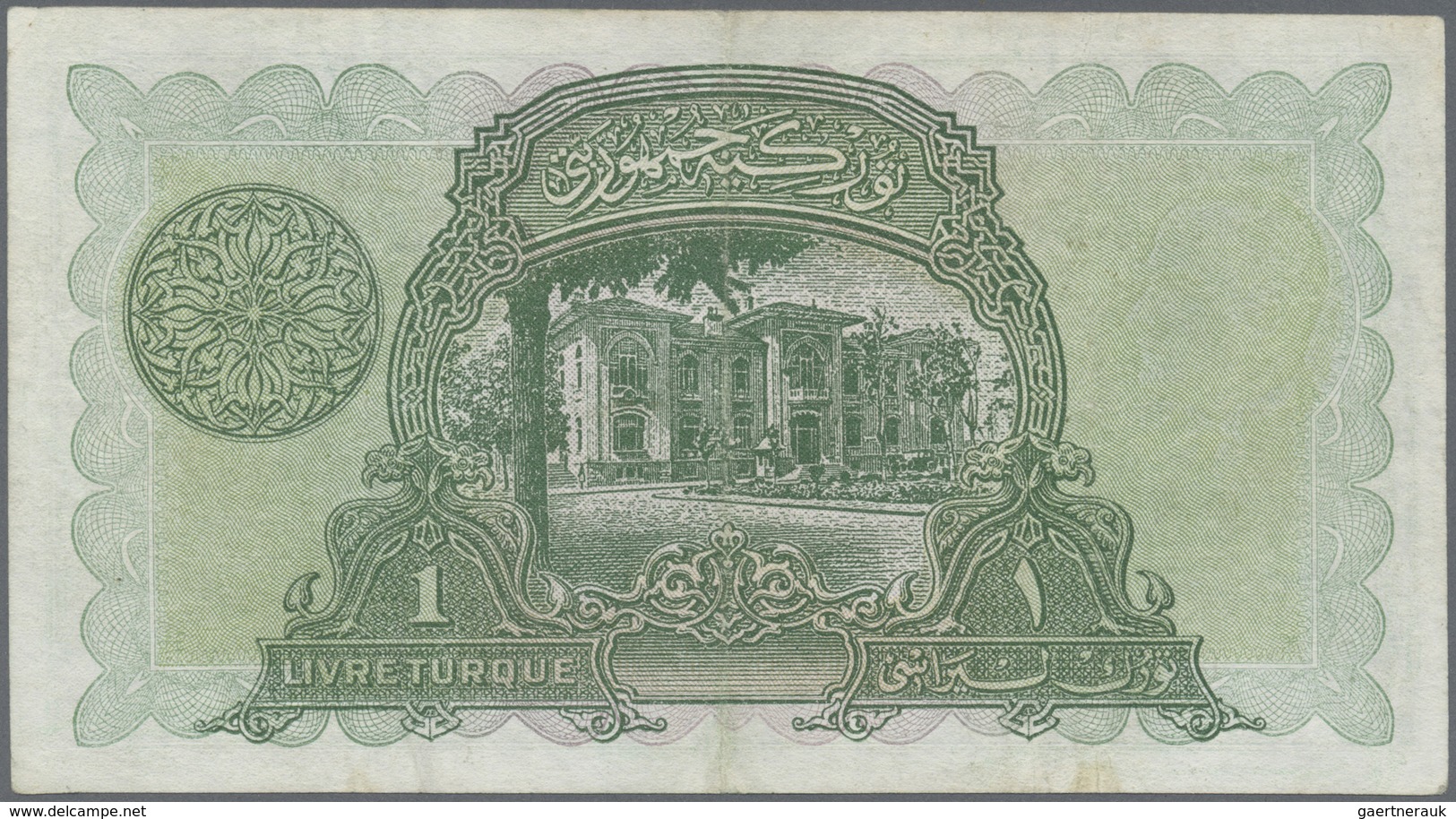 Turkey / Türkei: 1 Livre L. AH1341 (1926), Series 2, P.119, Still Strong Paper With Several Folds An - Turquie