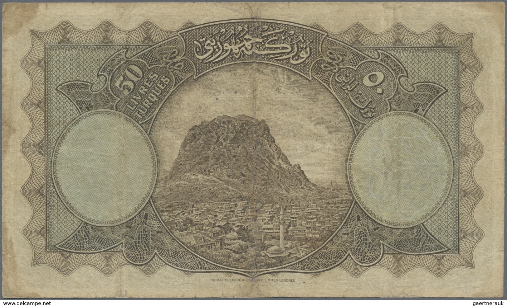 Turkey / Türkei: 50 Livres L. AH1341 (1926), Series 5, P.122, Extraordinary Rare As An Issued Note W - Turquie