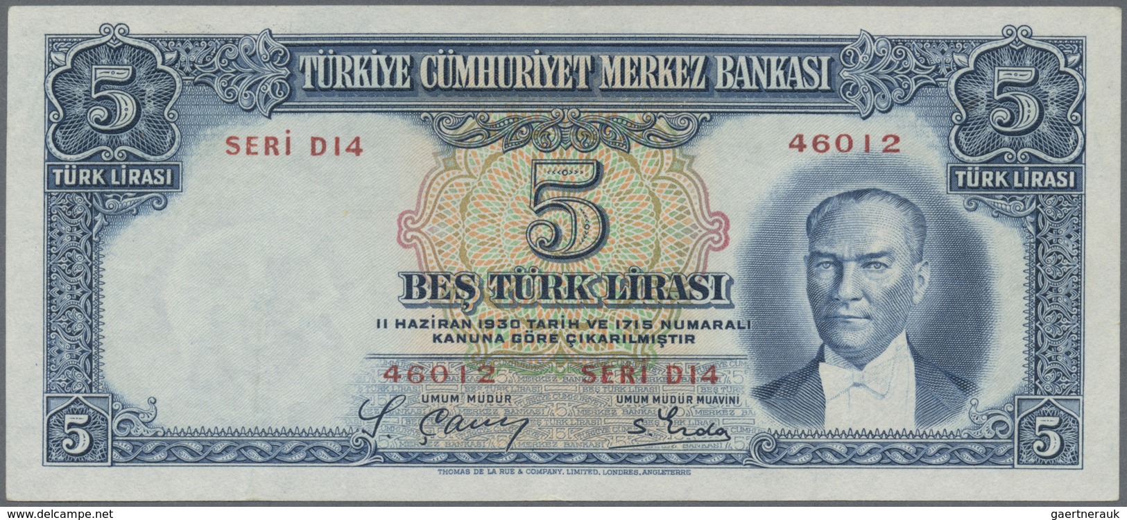 Turkey / Türkei: 5 Lirasi L. 1930 (1937-1939) "Atatürk" - 2nd Issue, P.127, Exceptional Good Conditi - Turkey