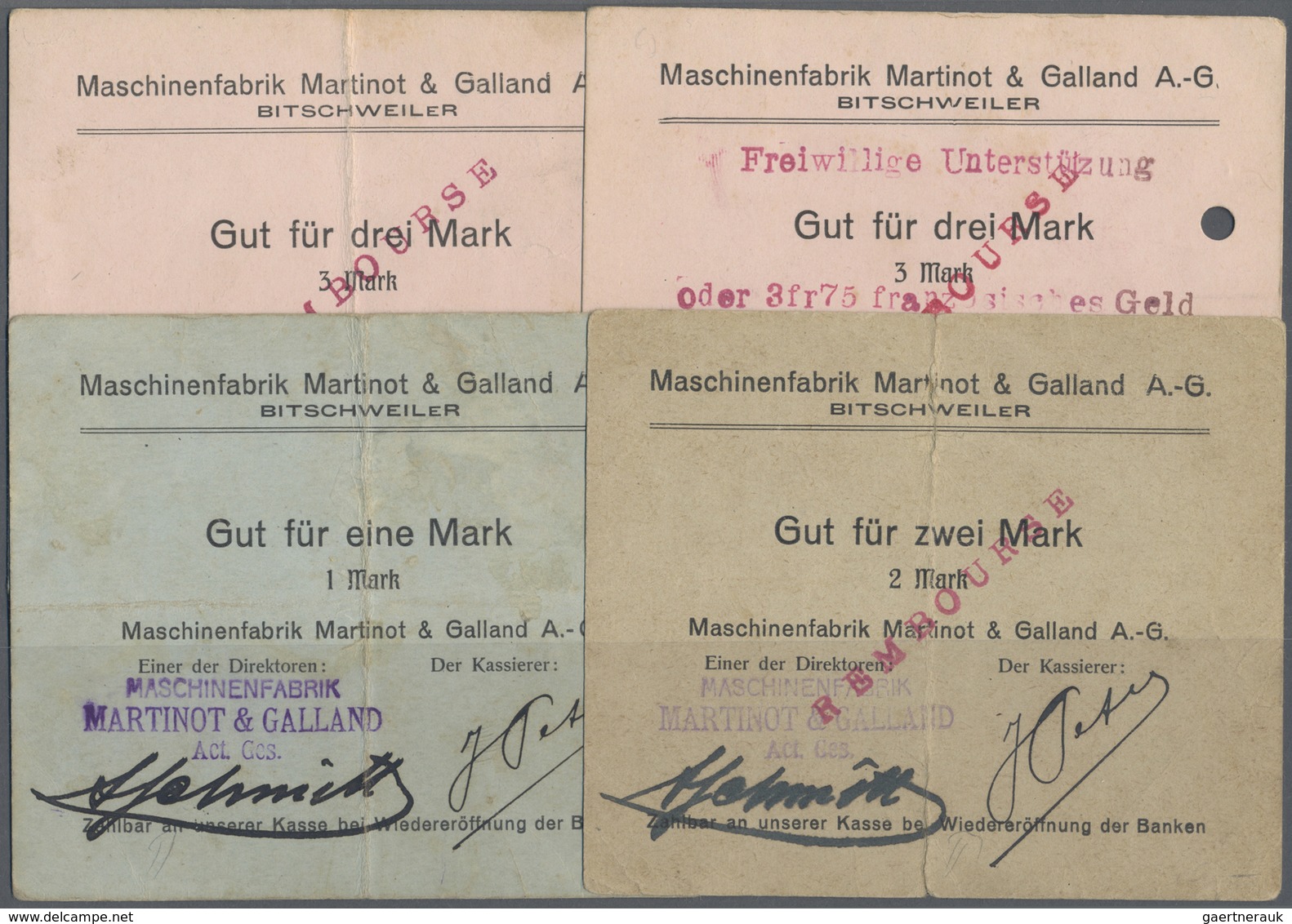 Deutschland - Notgeld - Elsass-Lothringen: Bitschweiler, Oberelsass, Maschinenfabrik Martinot & Gall - Other & Unclassified