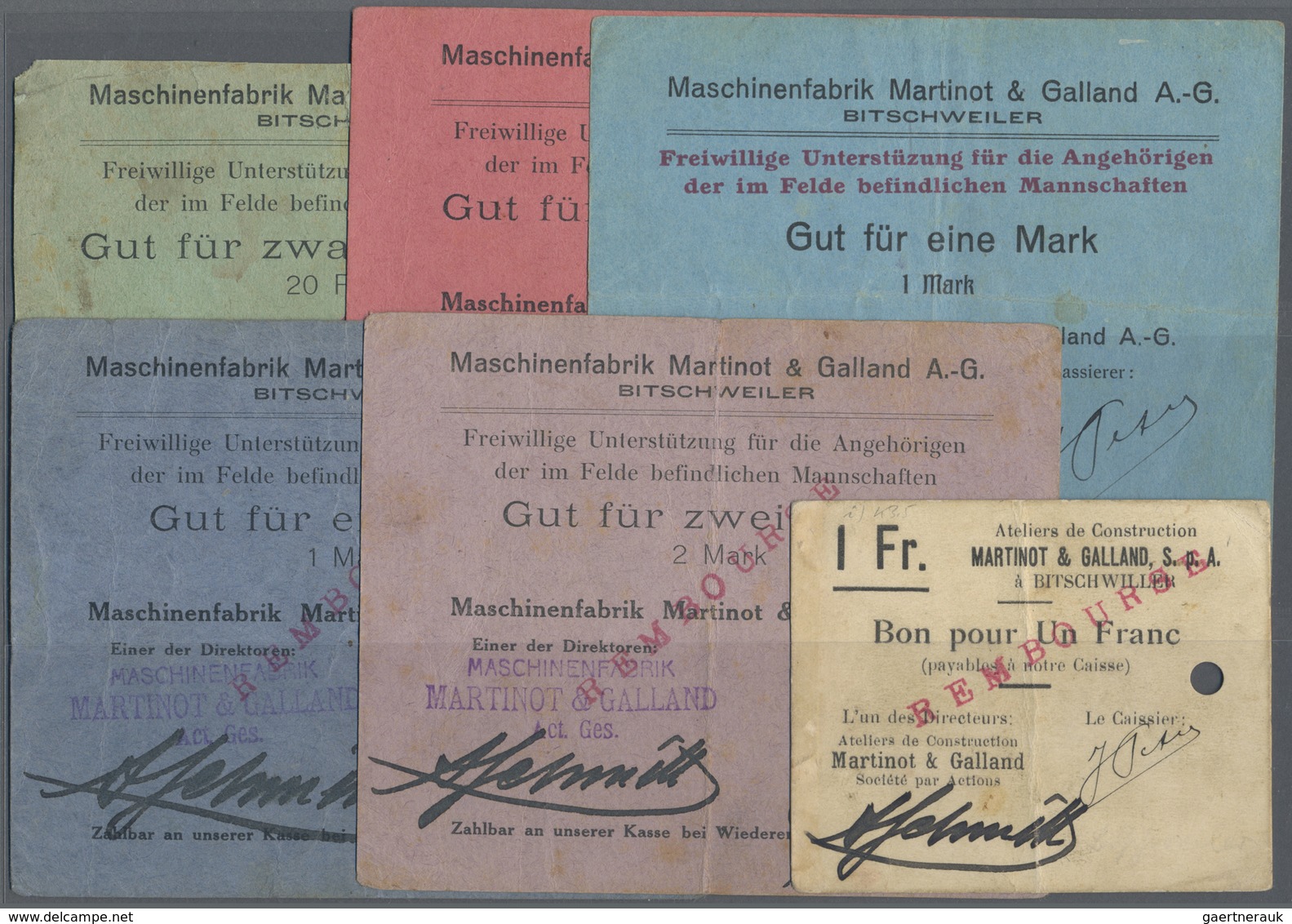 Deutschland - Notgeld - Elsass-Lothringen: Bitschweiler, Oberelsass, Maschinenfabrik Martinot & Gall - Other & Unclassified