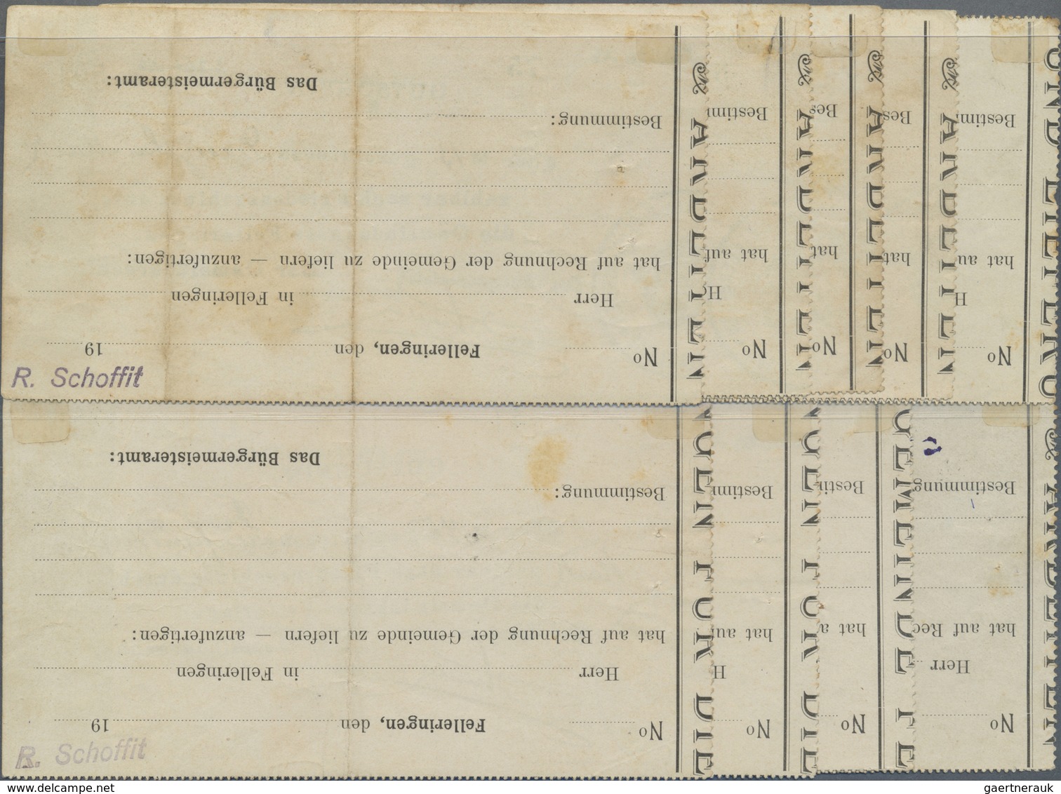 Deutschland - Notgeld - Elsass-Lothringen: Felleringen, Oberelsass, Bürgermeister, 6, 9, 2 X 11, 2 X - Autres & Non Classés