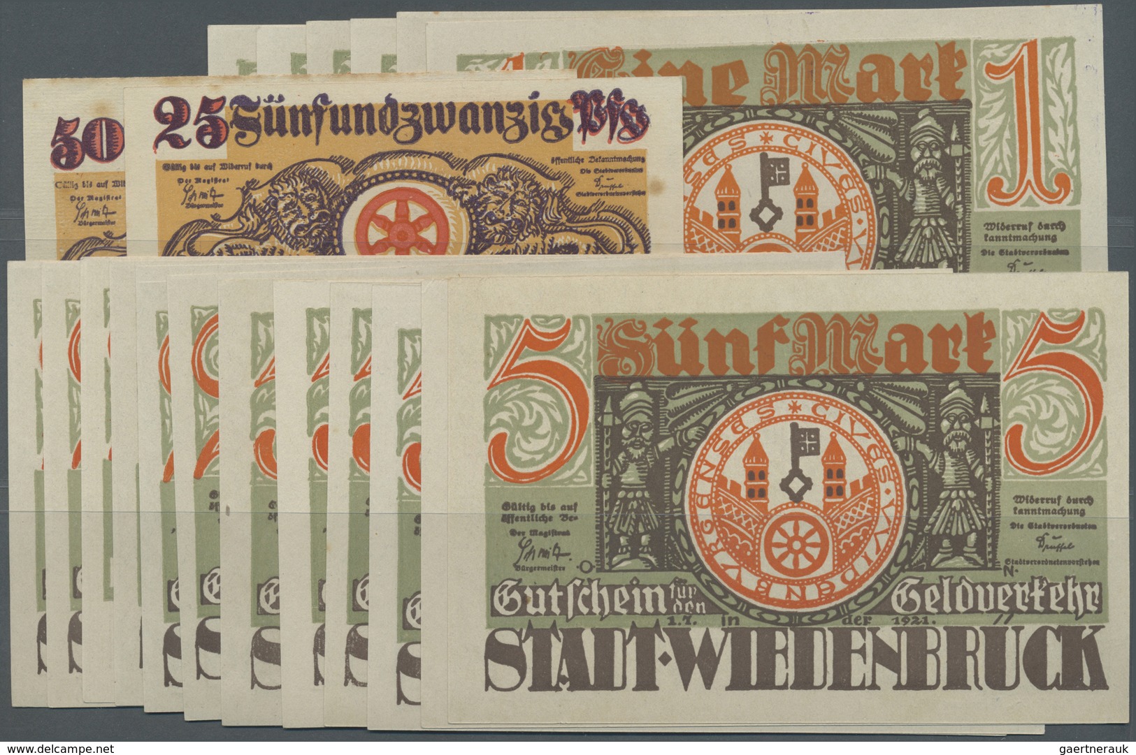 Deutschland - Notgeld - Westfalen: Wiedenbrück, Stadt, 25, 50 Pf., 6 X 1, 6 X 2, 6 X 5 Mark, 1.7.192 - Autres & Non Classés