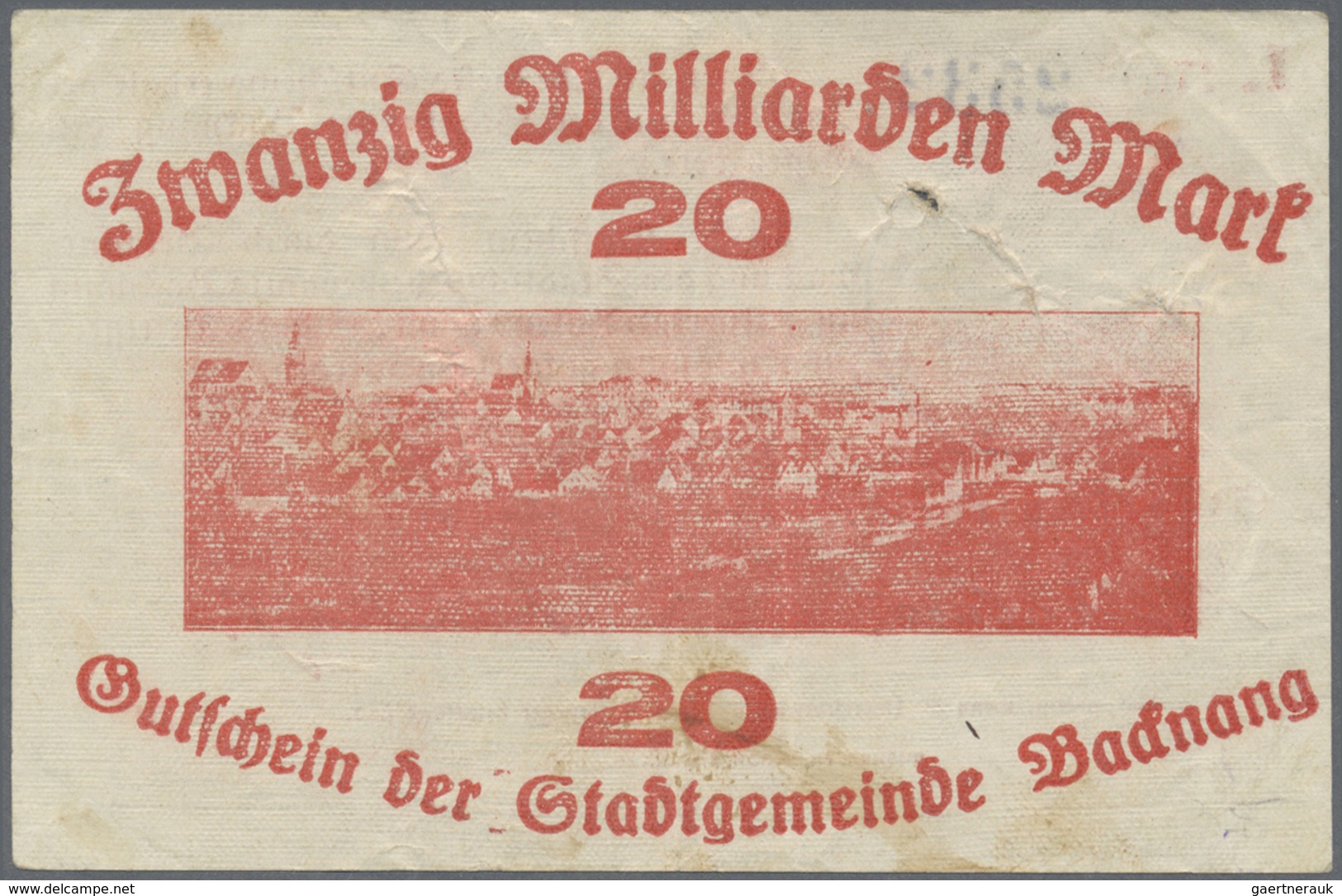 Deutschland - Notgeld - Württemberg: Backnang, Stadt, 2 x 5, 10, 2 x 20, 4 x 50, 3 x 100, 500 Mio.,