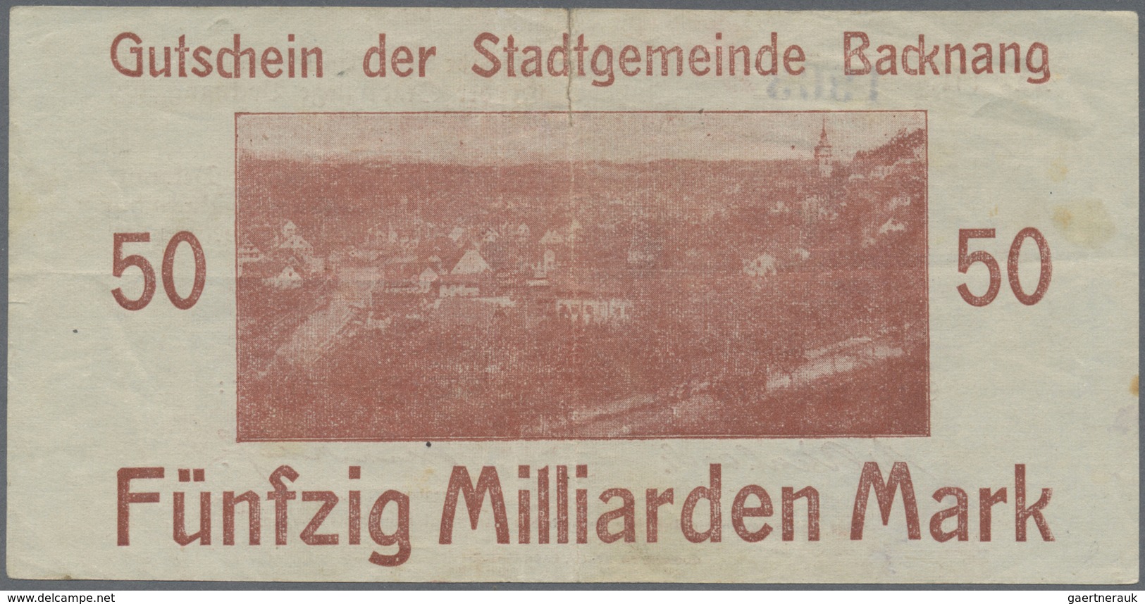 Deutschland - Notgeld - Württemberg: Backnang, Stadt, 2 x 5, 10, 2 x 20, 4 x 50, 3 x 100, 500 Mio.,