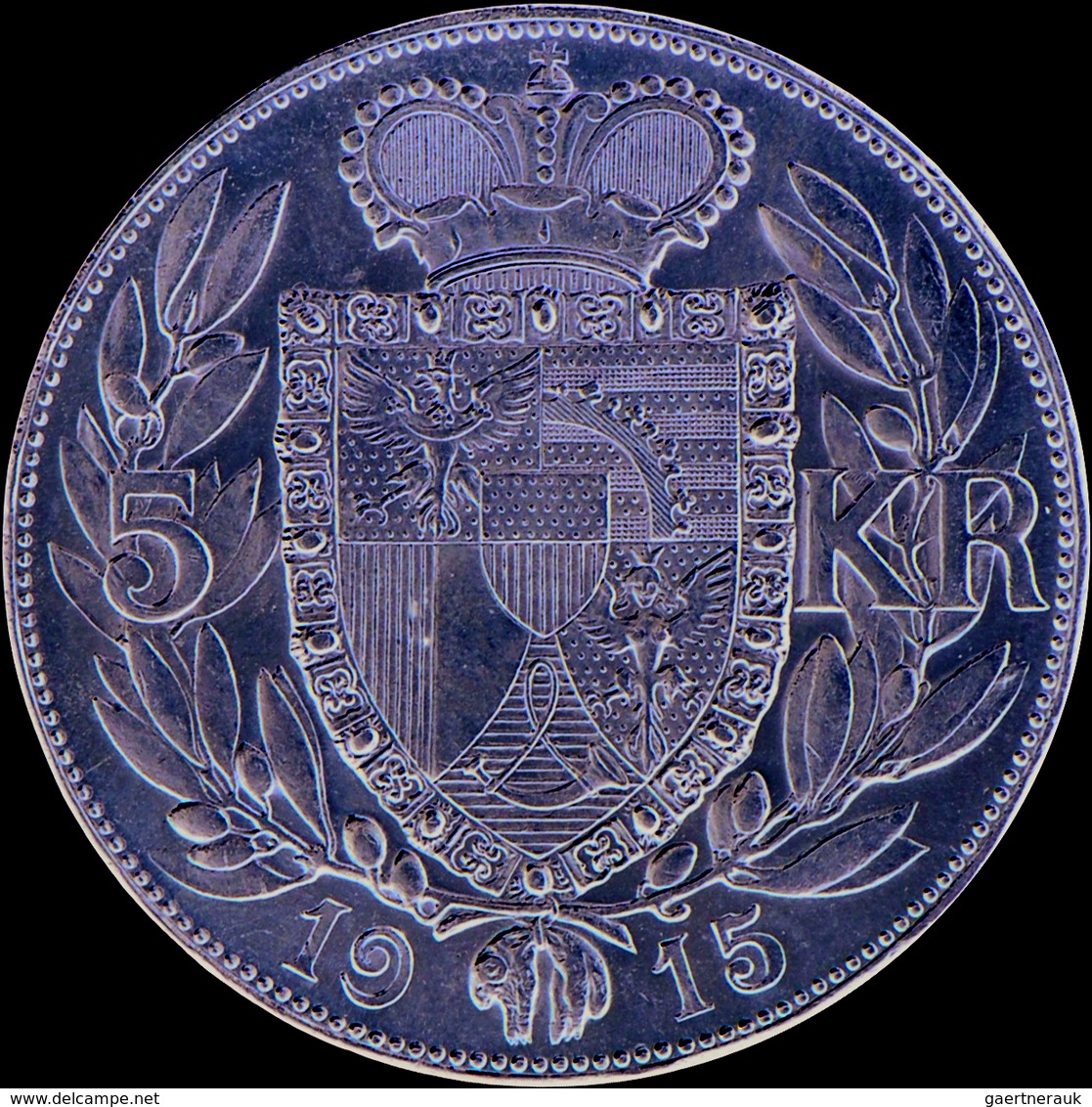 Liechtenstein: Johann II. 1858-1929: 5 Kronen 1915, Dav. 216, HMZ 2-1376e, Auflage 10.000 Expl., Fei - Liechtenstein