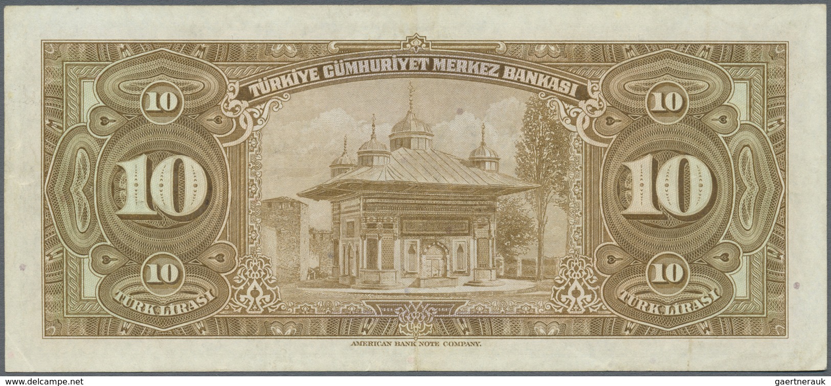 Turkey / Türkei: 10 Lira ND(1948) P. 148a, Light Vertical Folds And Handling In Paper, No Holes Or T - Turchia