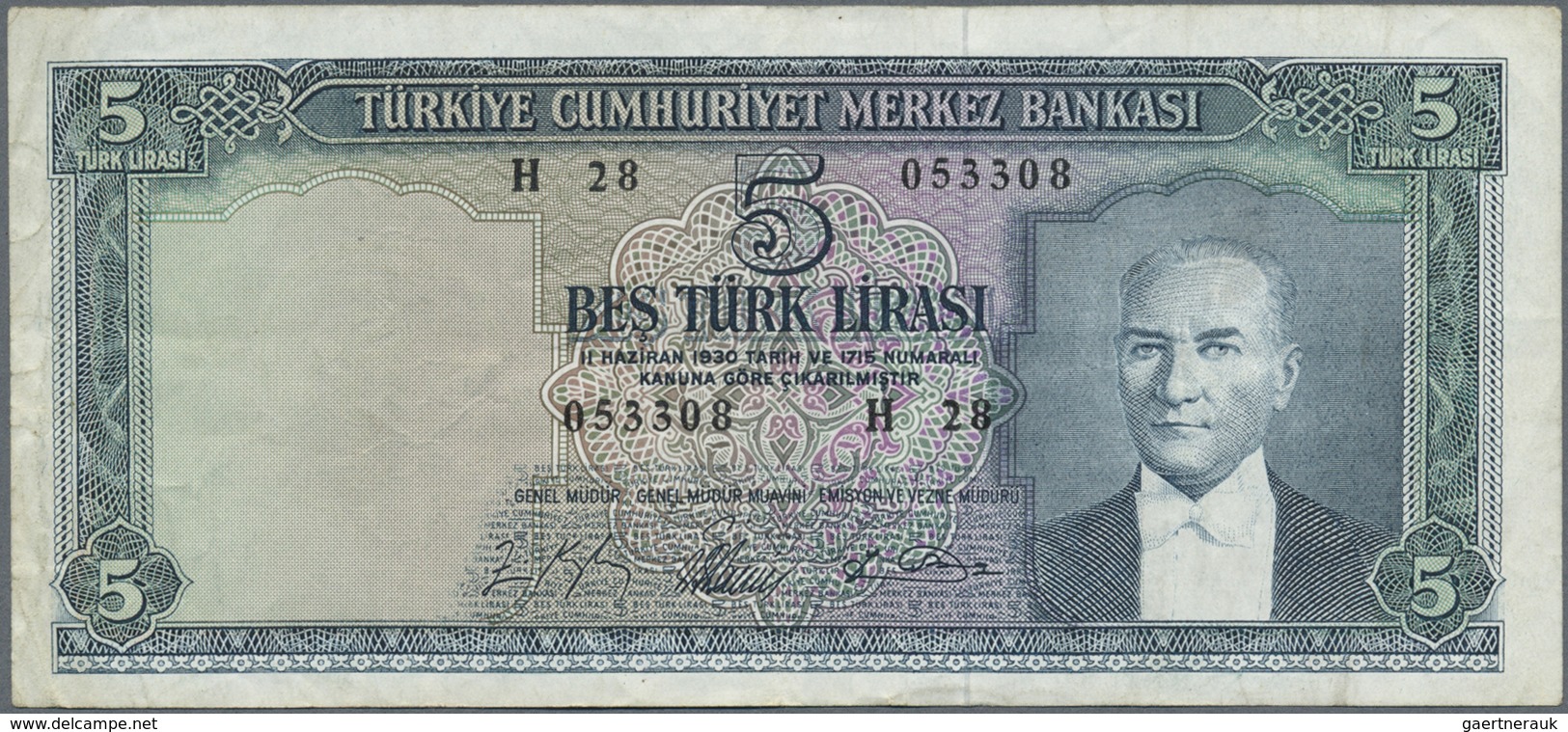 Turkey / Türkei: Pair With 5 Lira L. 1930 (1951-1965) P.174 In VF And 10 Lira L. 1930 (1951-1961) P. - Turchia