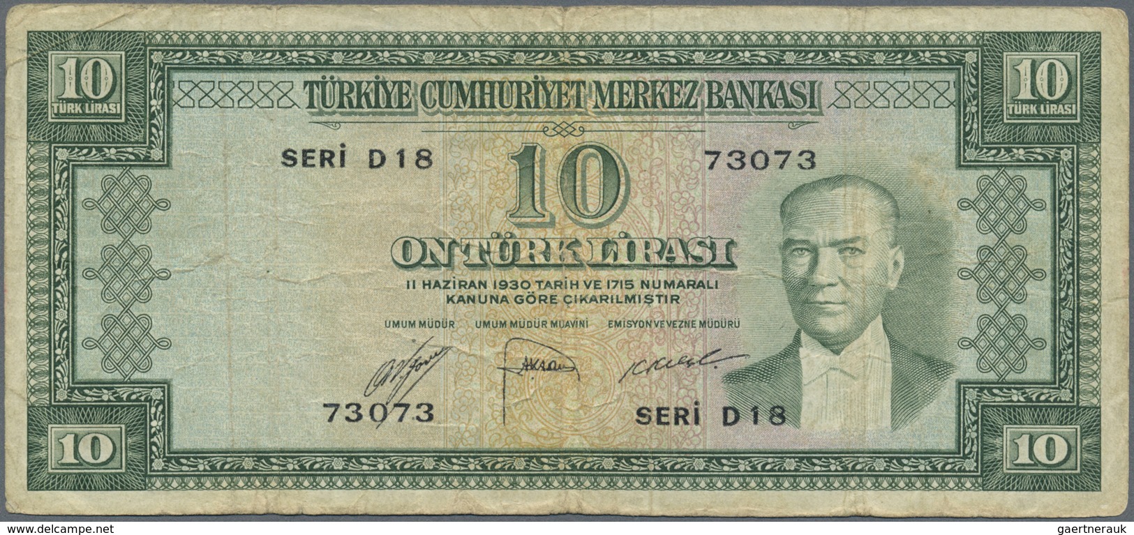 Turkey / Türkei: Pair With 5 Lira L. 1930 (1951-1965) P.174 In VF And 10 Lira L. 1930 (1951-1961) P. - Turchia