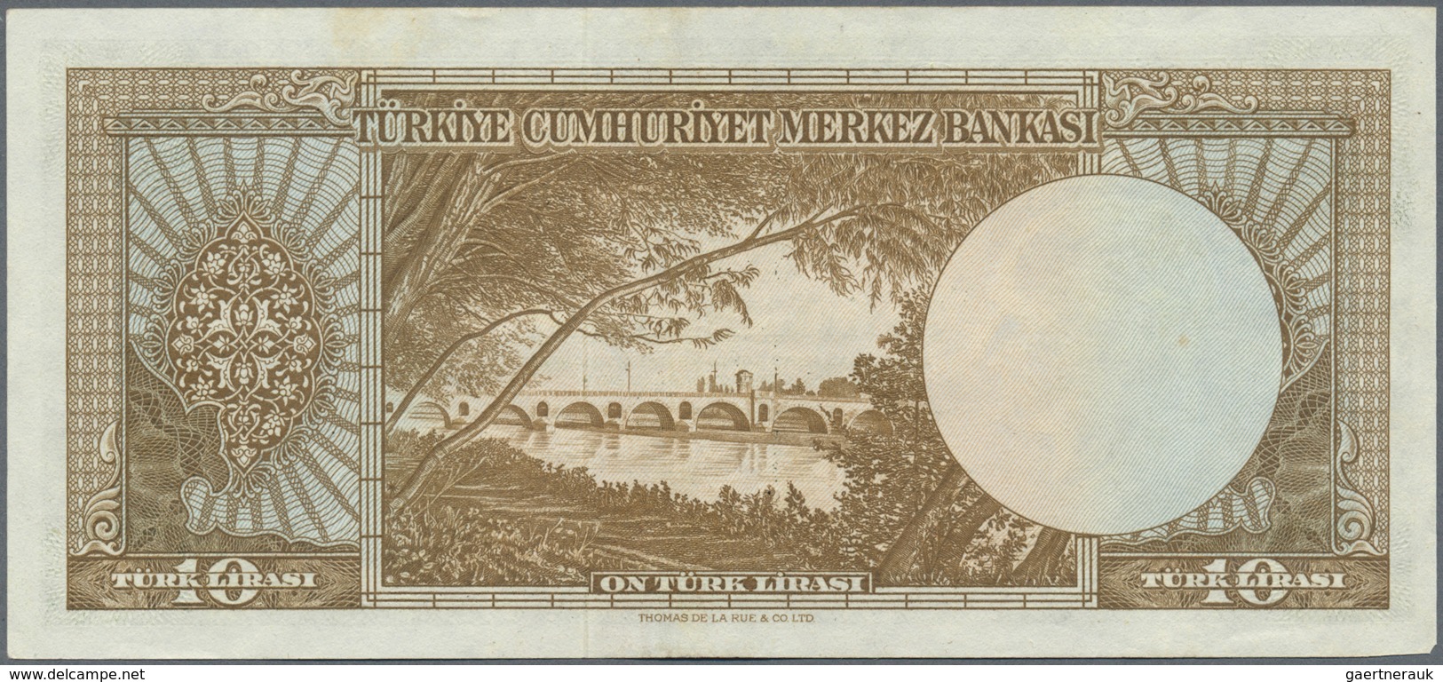 Turkey / Türkei: 10 Lira L. 1930 (1951-1965), P.158, Highly Rare Note With A Soft Vertical Bend At C - Turquie