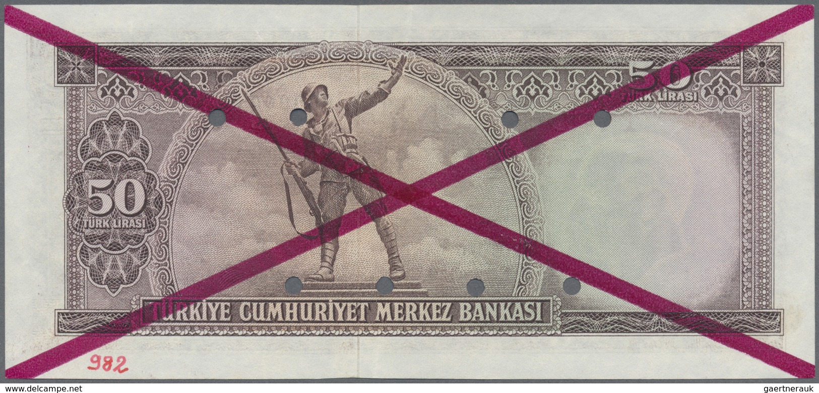 Turkey / Türkei: 50 Lirasi  L. 1930 (1951-1961) "Atatürk" - 5th Issue SPECIMEN, P.166s With A Soft V - Turquie