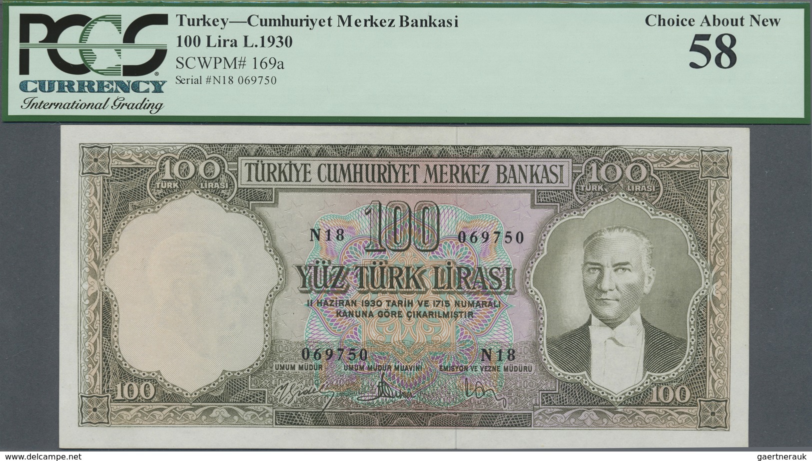 Turkey / Türkei: 100 Lira L.1930 (1951-61), P.169a, Excellent Condition With A Few Minor Spots At Up - Turquie